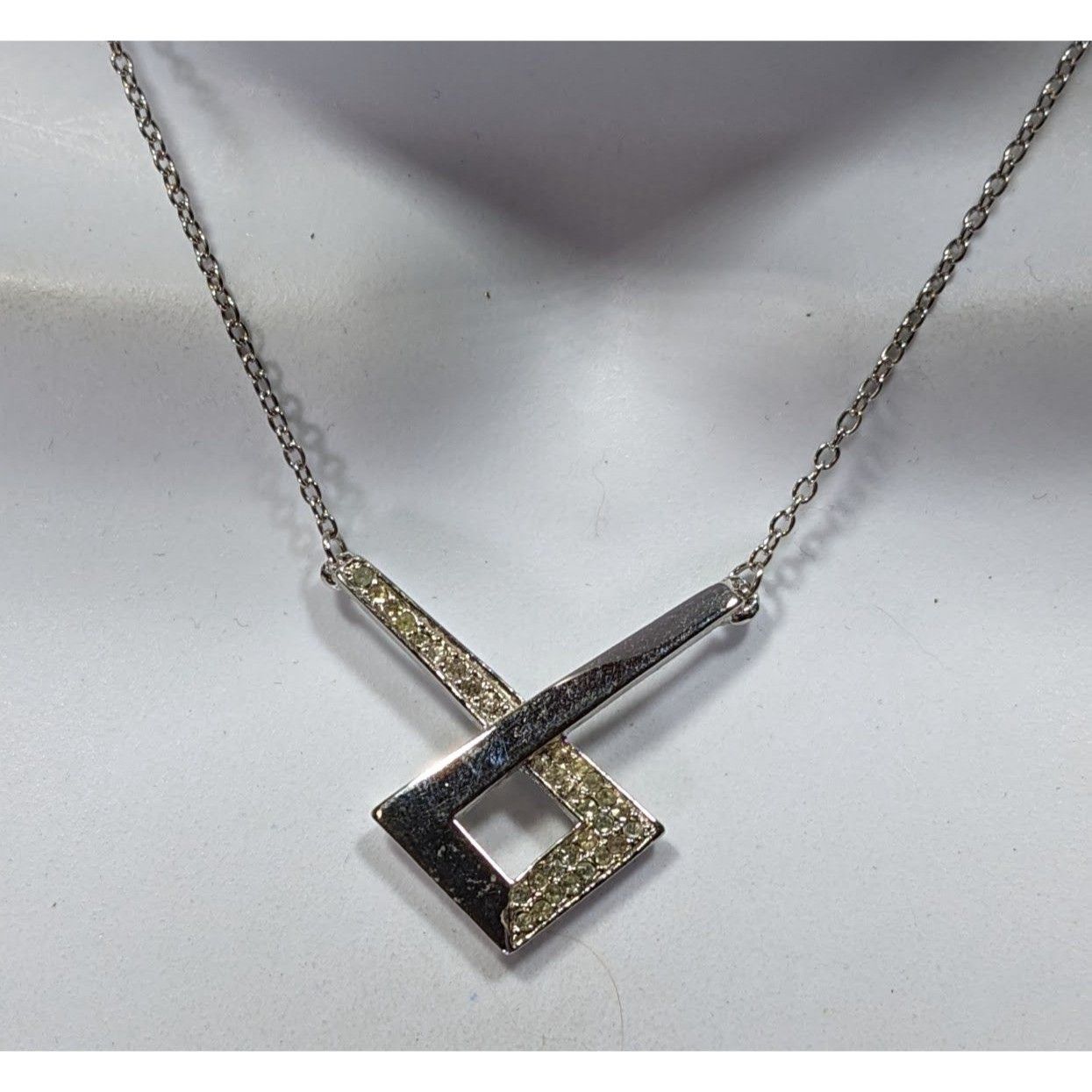 Other Geometric Pendant Necklace Silver ToneWith Rhinestone Accent Size ONE SIZE - 4 Thumbnail