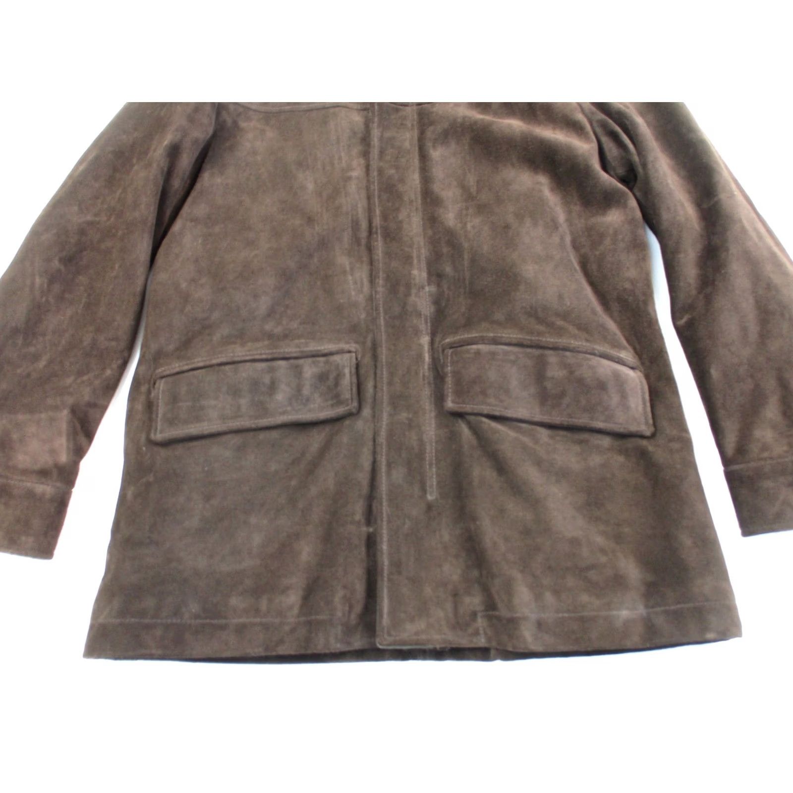 Vintage Banana Republic Jacket Mens Medium Brown Suede Leather Full Zip Pockets Retro, Men's — image 3 of 6