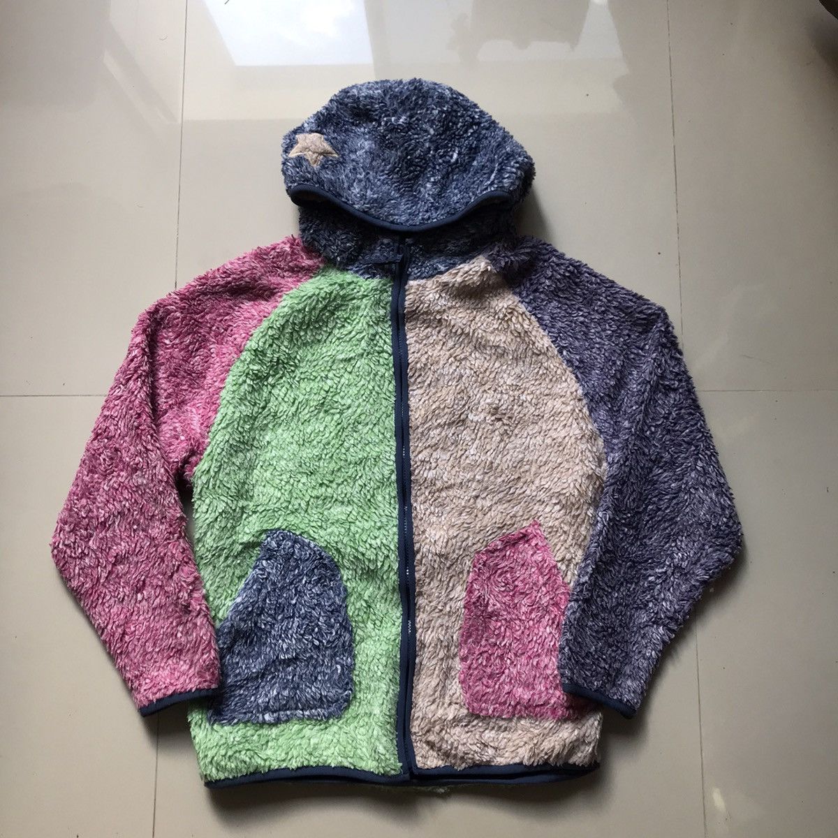 Japanese Brand × Vintage Vintage rare Rough fur fleece jacket world printing factory Size US M / EU 48-50 / 2 - 15 Thumbnail