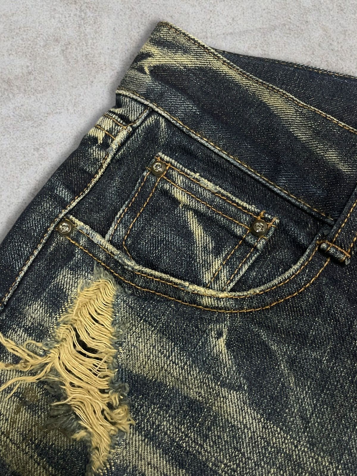 GOSTAR DE FUGA Japanese Goth Acid Wash Distressed Avant-Garde Flare Denim Size 32" / US 10 / IT 46 - 10 Thumbnail