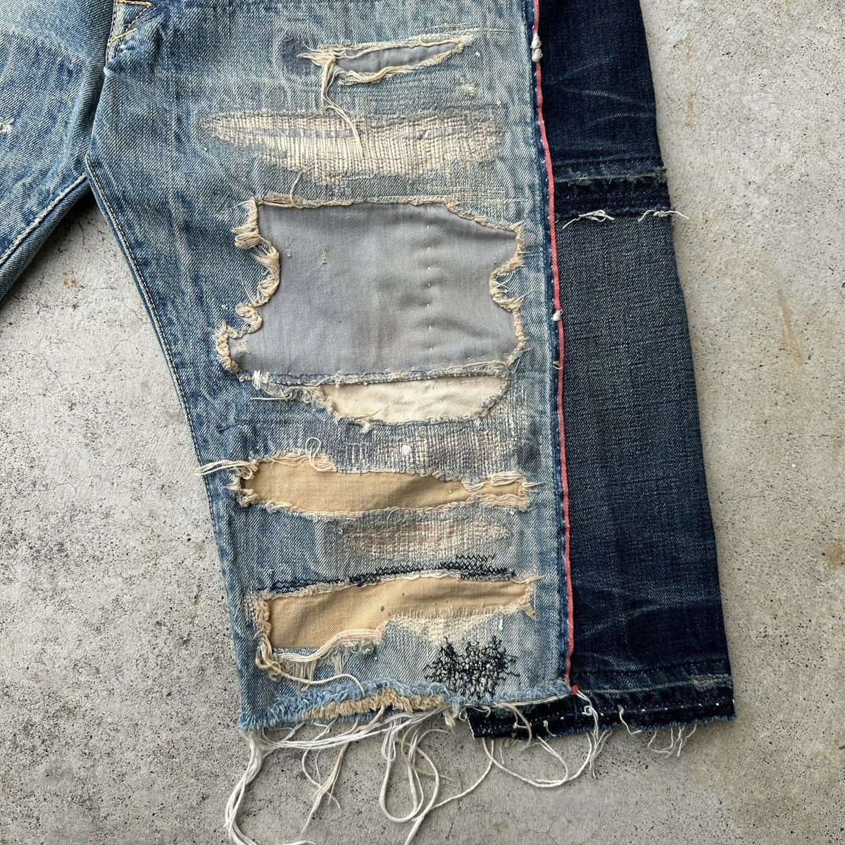 Kapital 2018 Kiro Hirata Boro Crash Jeans Denim Surf jort capris Size US 37 - 4 Thumbnail