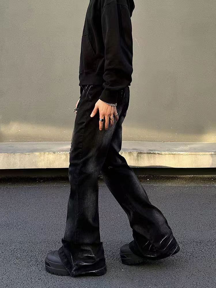 Japanese Brand × Jean High Street Washed Ripped Black Micro Flare Jeans Size US 30 / EU 46 - 4 Thumbnail