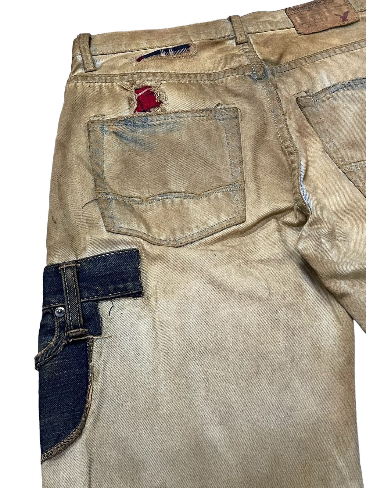 Hysteric Glamour × Japanese Brand American Eagle Patch work Mud Wash Dirty Loose Jeans Size US 30 / EU 46 - 21 Thumbnail
