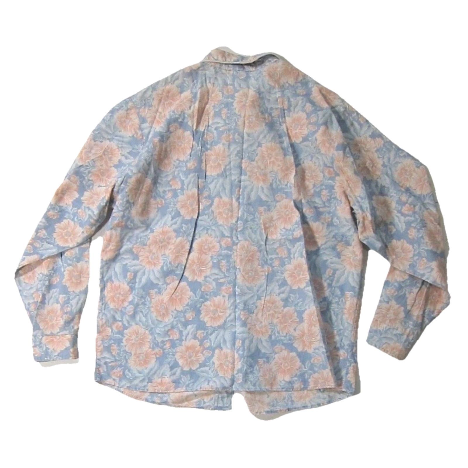 Vintage VINTAGE Casey & Max Blue Pink Floral 100% Cotton Long Sleeve Western Blouse L Woman Blue Flowered Shirt Size L / US 10 / IT 46 - 2 Thumbnail