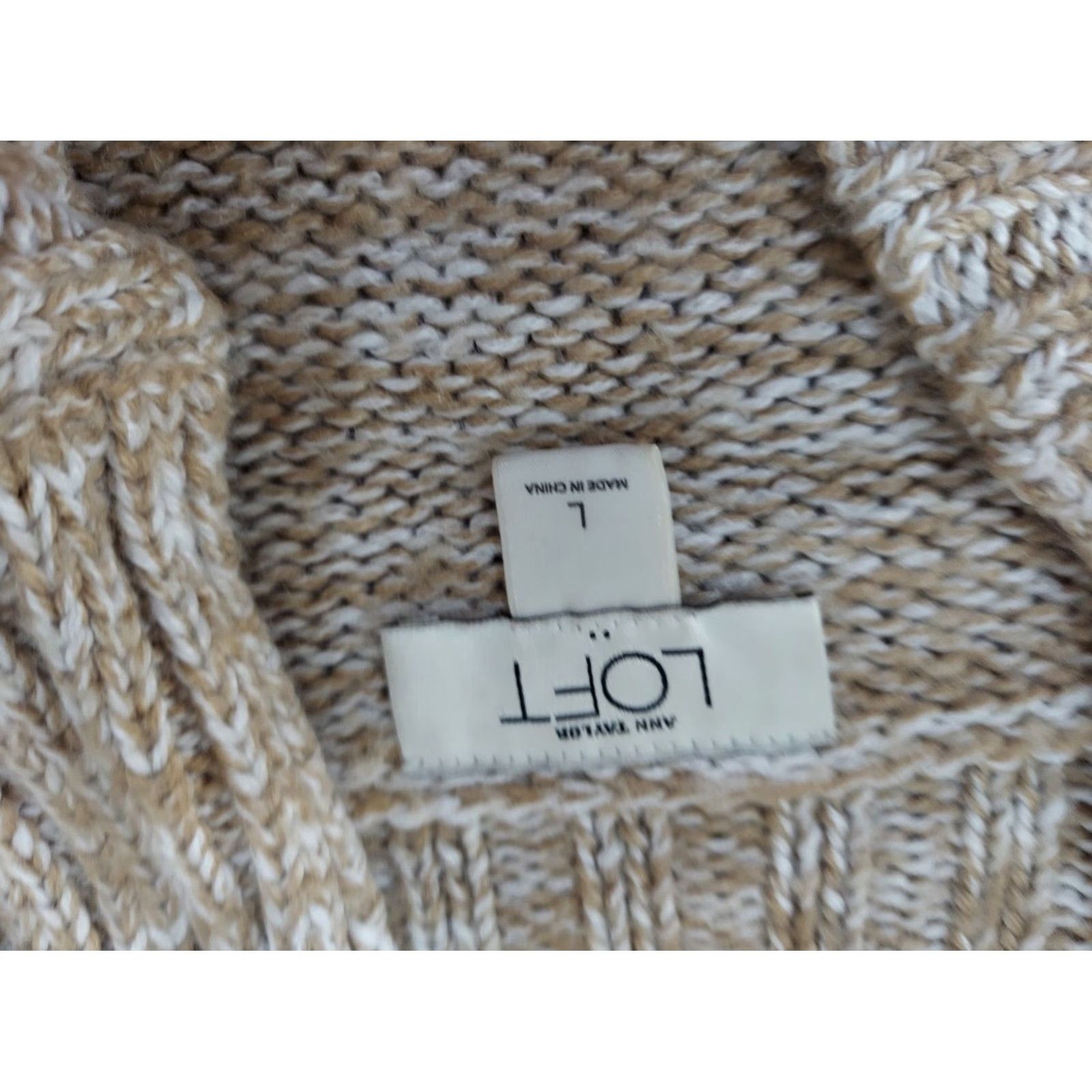 Ann Taylor Womens Ann Taylor Cardigan Sweater Jacket L Beige Cotton Women/Adult Large Cardigan Size L / US 10 / IT 46 - 3 Thumbnail
