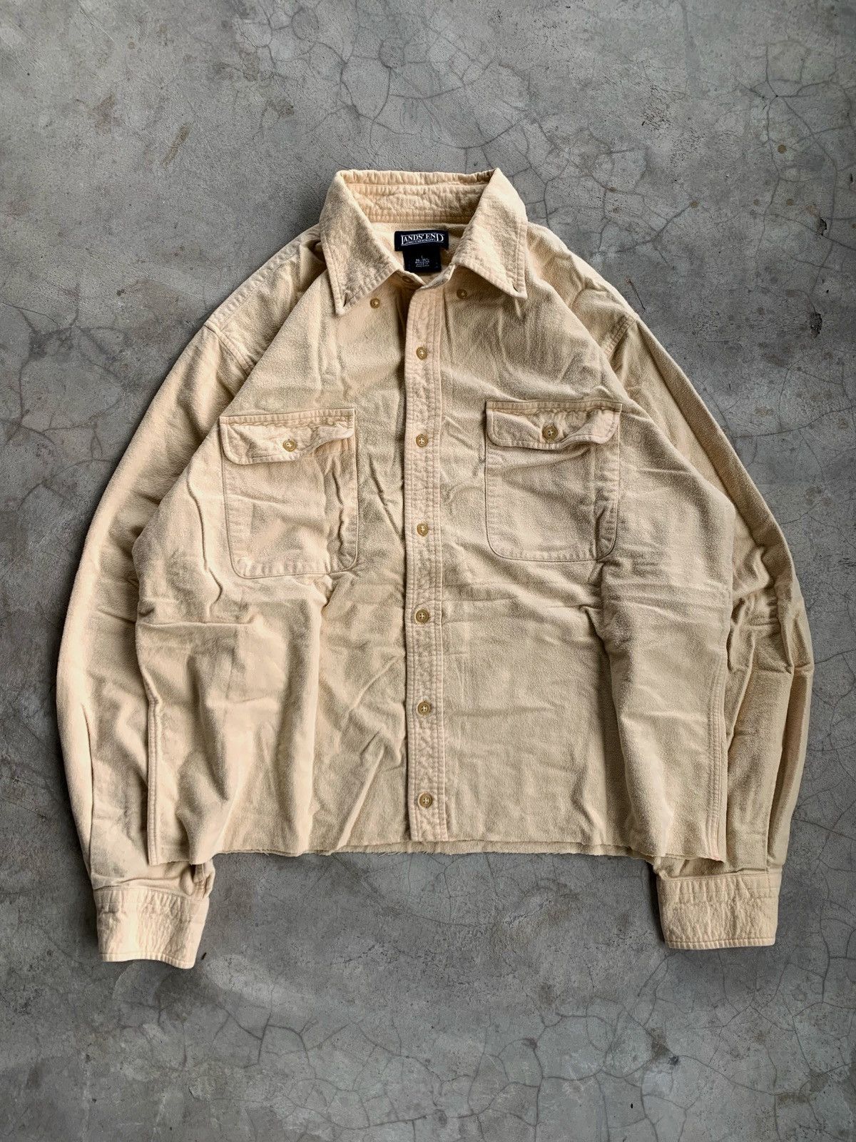 Vintage Cropped button up shirt double pocket lands’end boxy Size US L / EU 52-54 / 3 - 2 Thumbnail