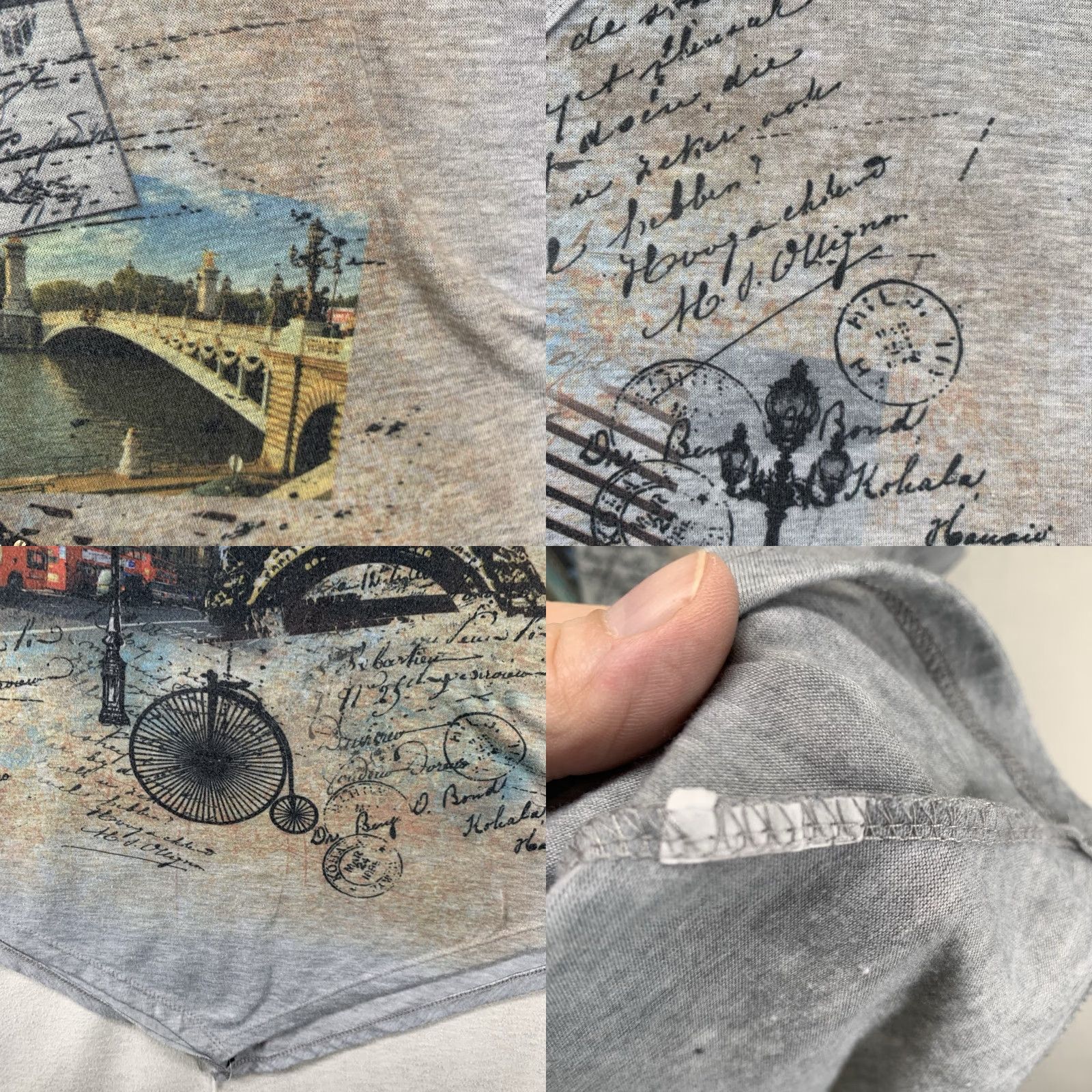 Vintage Misia Tunic Shirt 1X Plus Gray Paris Eiffel Tower Rhinestone Geometric 90s Holiday Travel V-Neck Cap Sleeve Pullover Relaxed Size XL / US 12-14 / IT 48-50 - 8 Thumbnail