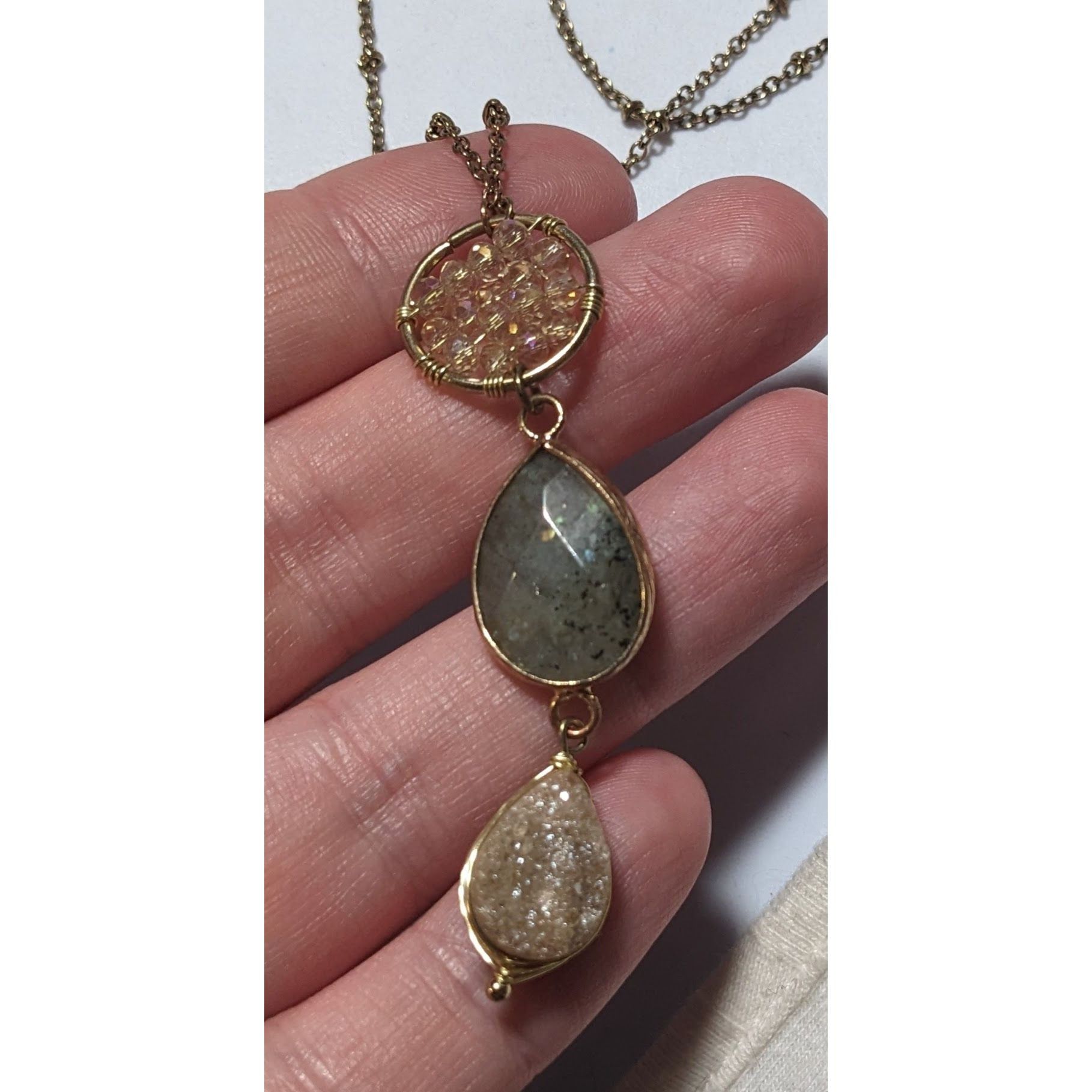 Other Gemstone Druzy Multilayer Charm Necklace Size ONE SIZE - 6 Thumbnail