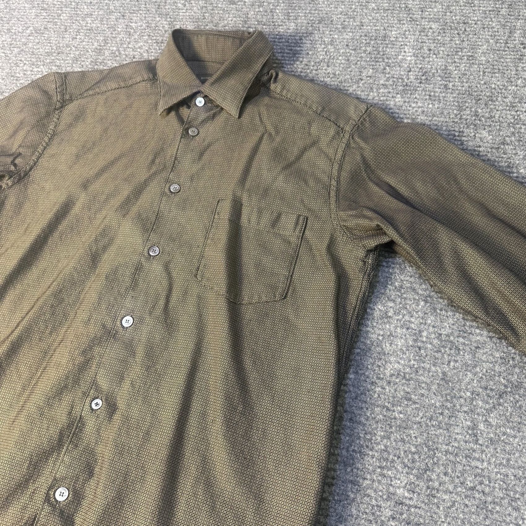 Ermenegildo Zegna Ermenegildo Zegna Shirt Mens Large Brown Green Long Sleeve Cotton Button Up Size US L / EU 52-54 / 3 - 3 Thumbnail