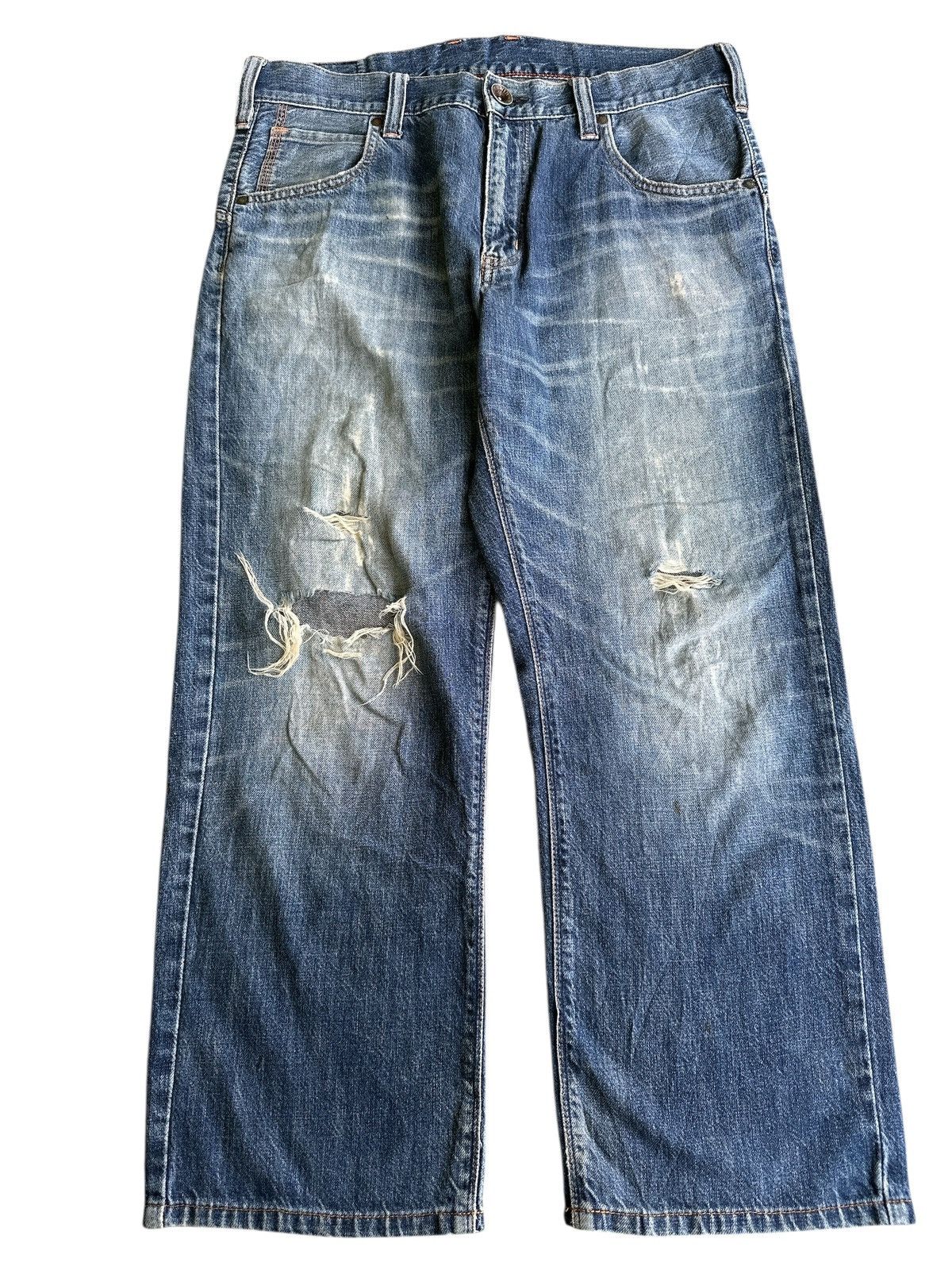 Kapital Trashed Edwin Embroid Distress Denim🎌💥 Size US 34 / EU 50 - 3 Thumbnail