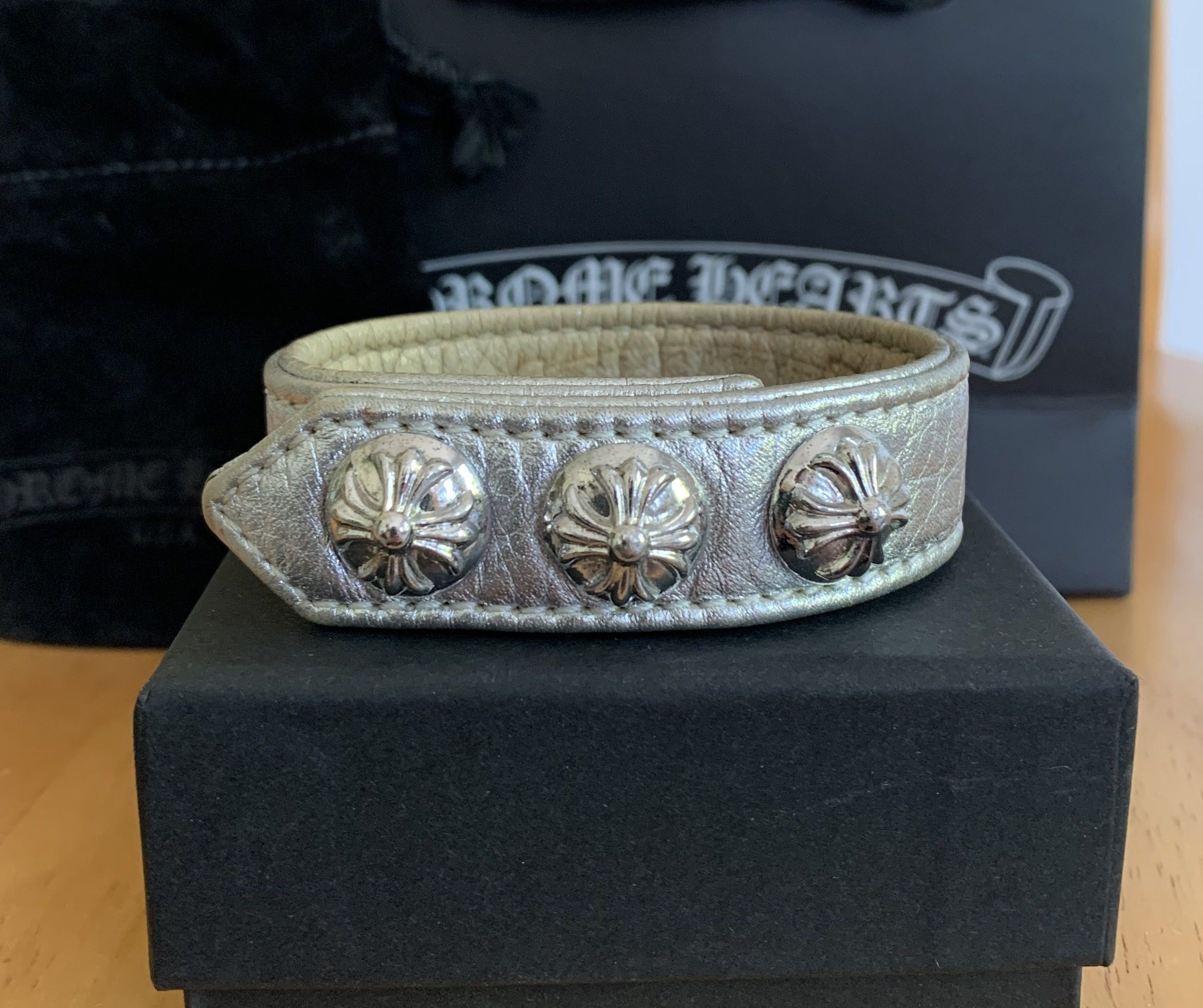 Chrome Hearts Chrome Hearts Adjustable Leather Silver Snap Bracelet Size ONE SIZE - 1 Thumbnail