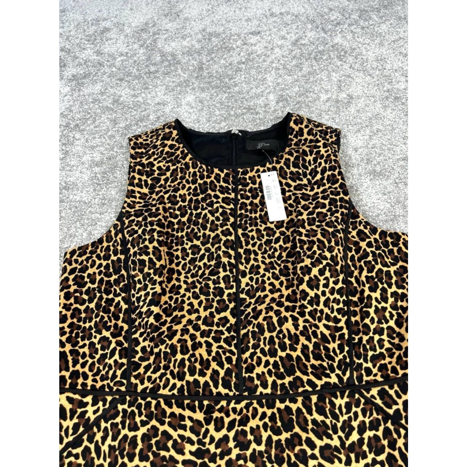 J.Crew VINTAGE J.Crew Dress Womens 14 Knee Length Sleeveless Blouson Casual Black Animal Print Size XL / US 12-14 / IT 48-50 - 2 Thumbnail