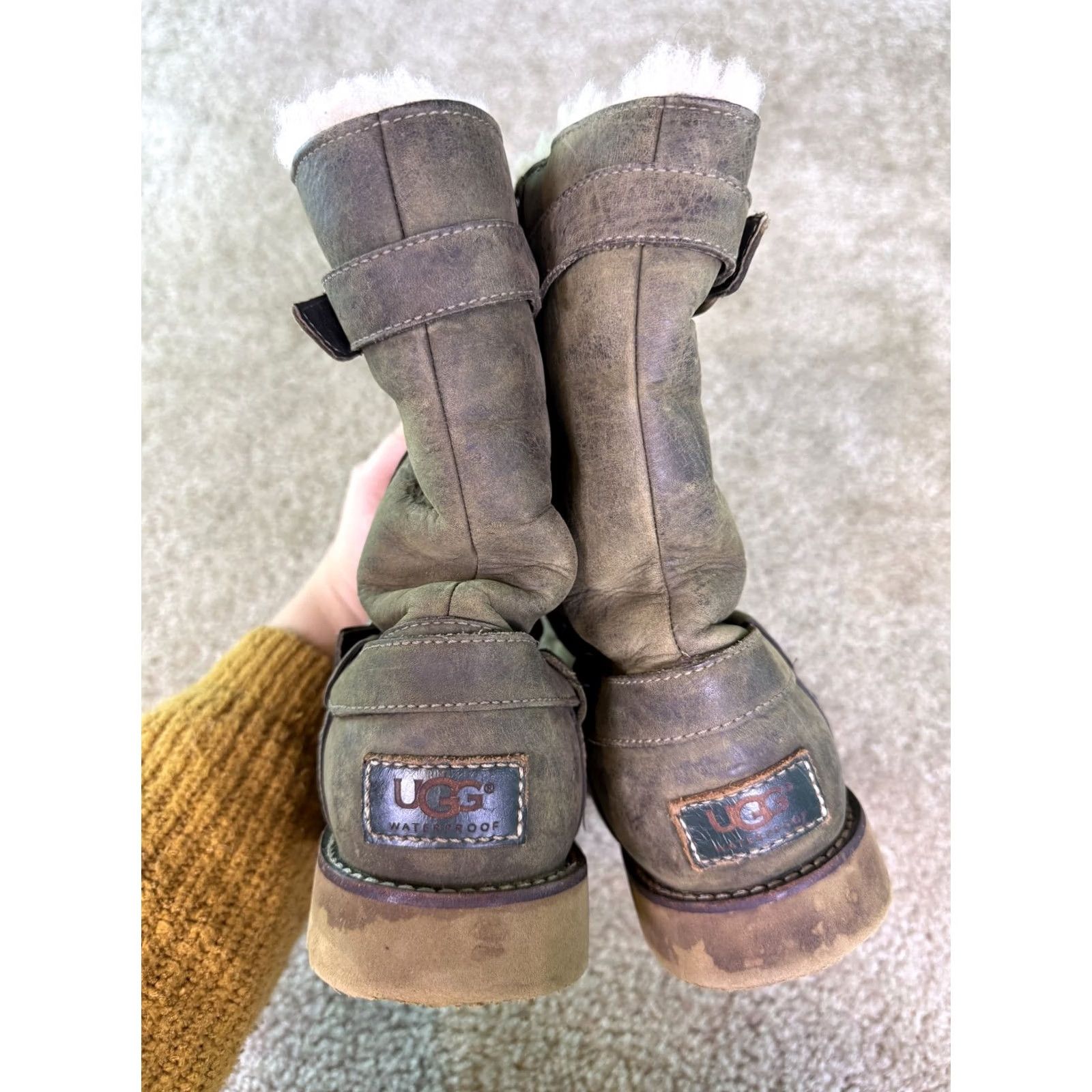 Ugg UGG Women's Brown Leather Waterproof Sheepskin Biker Boots Size 8 NOIRA 1001733 Size US 8 / IT 38 - 6 Thumbnail