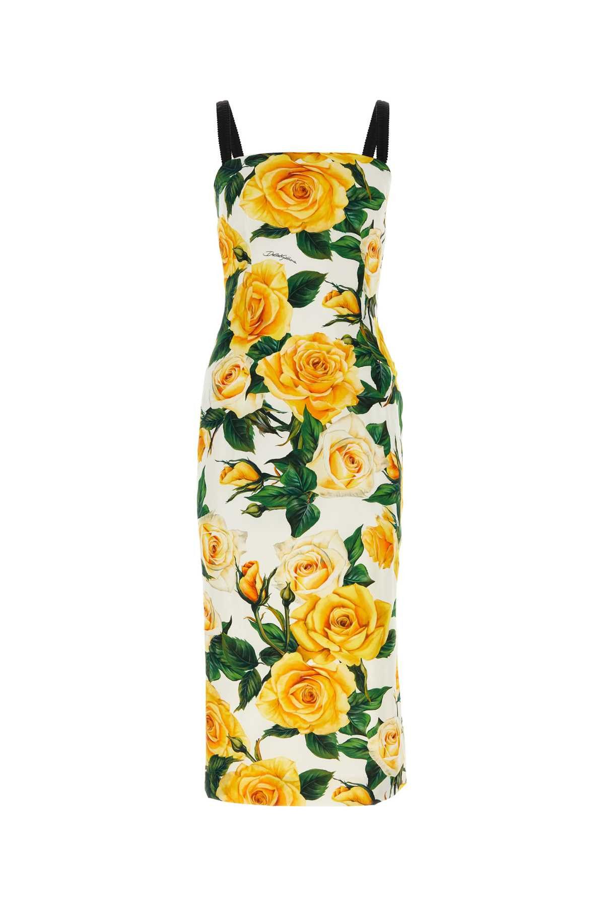 image of Dolce Gabbana Printed Stretch Silk Dress in Exotic, Women's (Size Medium)