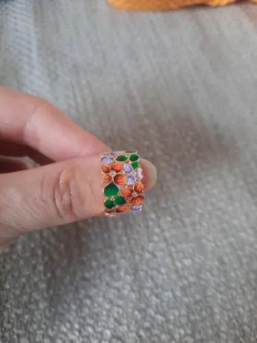Jewelry Creative Enamel Handmade Flowers Ring Size ONE SIZE - 3 Thumbnail