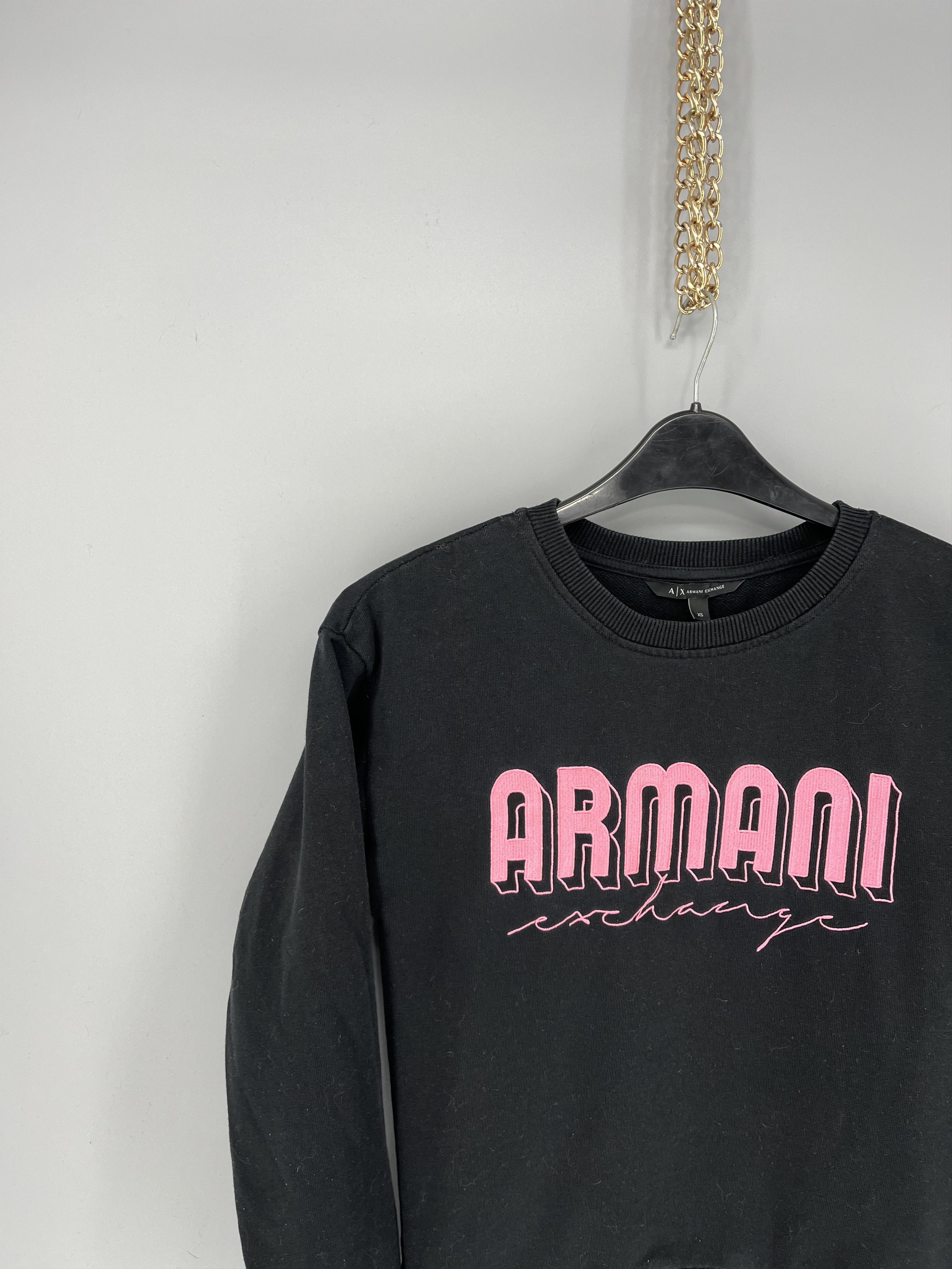 Armani × Emporio Armani × Giorgio Armani Vintage Armani Exchange Embroidery Distress Sweatshirt Size XS / US 0-2 / IT 36-38 - 4 Thumbnail