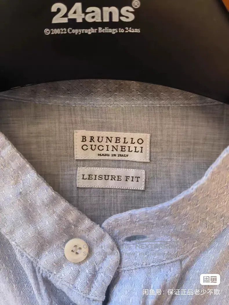 Brunello Cucinelli Brunello Cucinelli Long-Sleeve Crew Neck Linen Shirt, Ligh Size US M / EU 48-50 / 2 - 5 Thumbnail