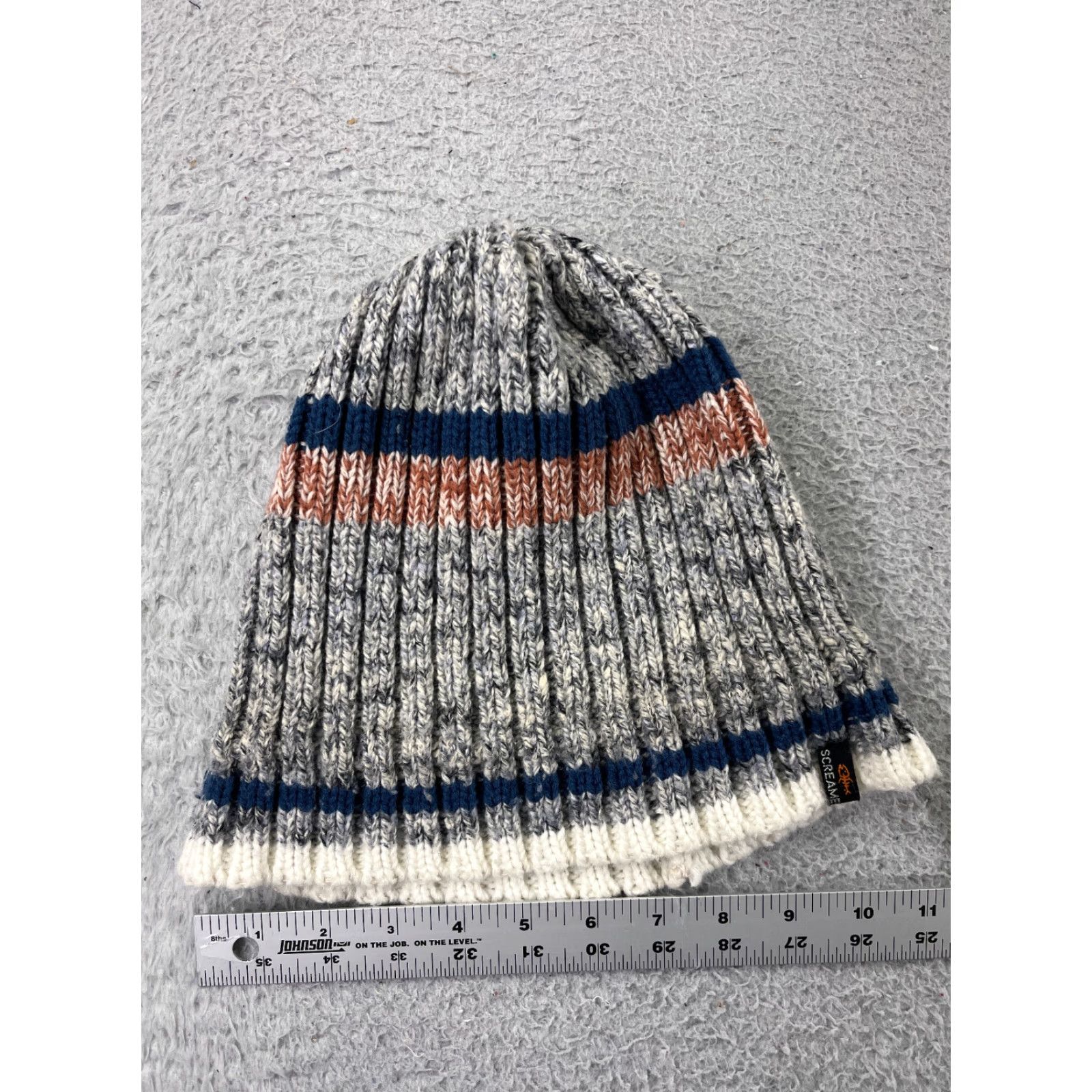 Vintage Screamer Beanie Toque Adult One Size Gray Blue Knit Snow Acrylic Ski Size ONE SIZE - 4 Thumbnail
