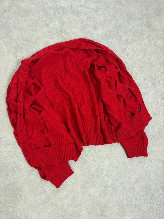 Moschino Moschino Perfored Red Geometrical Cardigan Size S / US 4 / IT 40 - 7 Thumbnail
