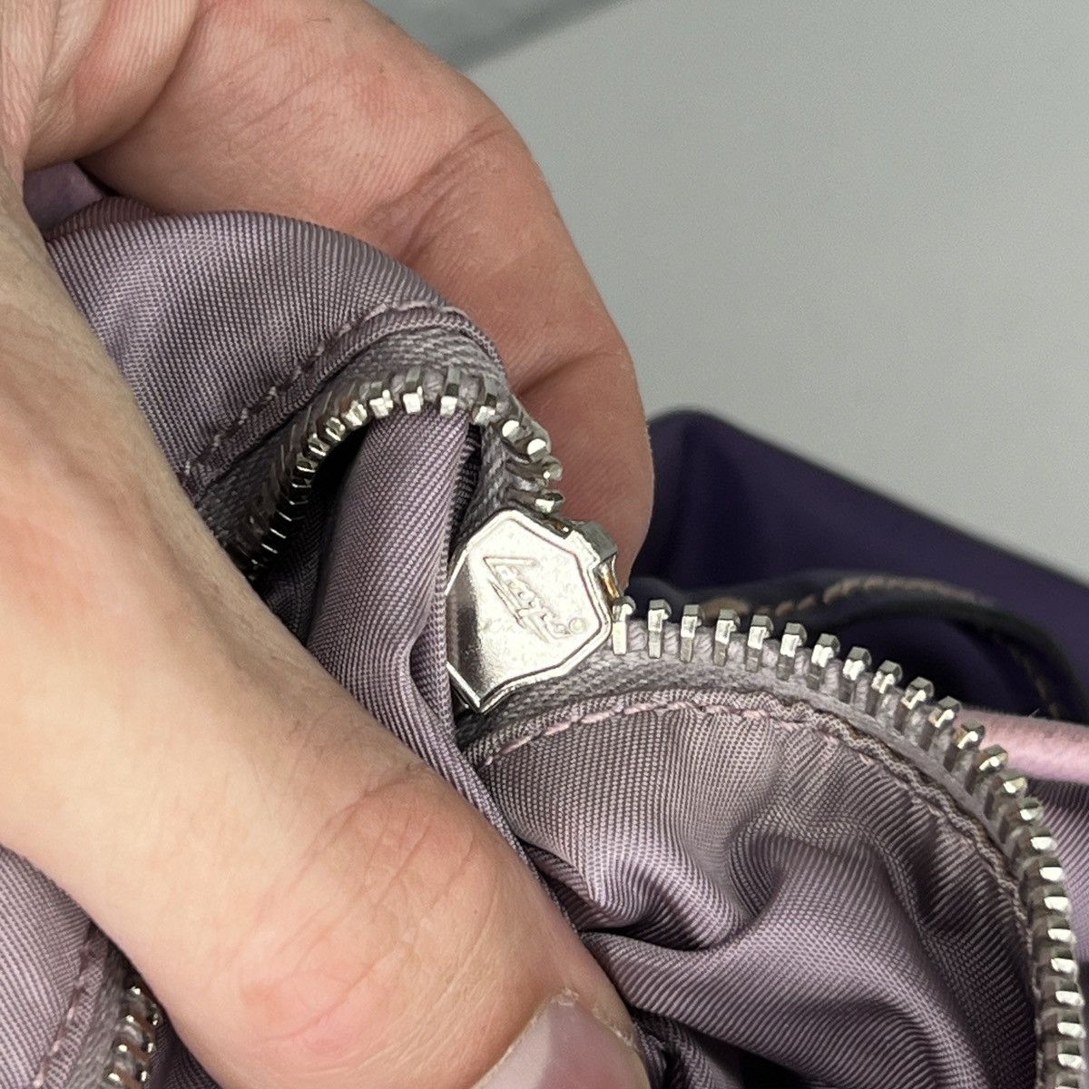 Prada Prada Milano Shoulder Tote Shopper Bag Re-Nylon Purple Logo Size ONE SIZE - 9 Thumbnail