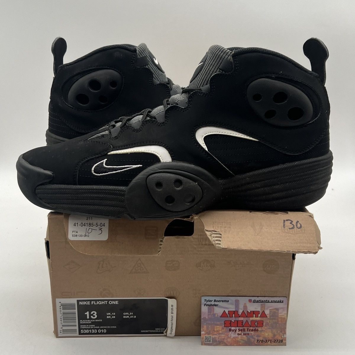 Nike Flight one black white Size US 13 / EU 46 - 1 Thumbnail