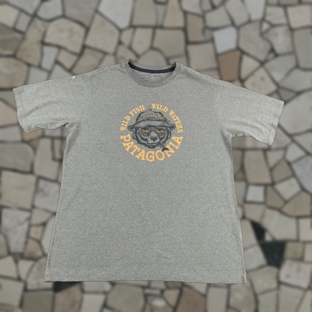 Patagonia VINTAGE Patagonia Shirt Mens Small Gray Bear Wild Fish Waters Responsibility Tee Hiking Size US S / EU 44-46 / 1 - 1 Thumbnail