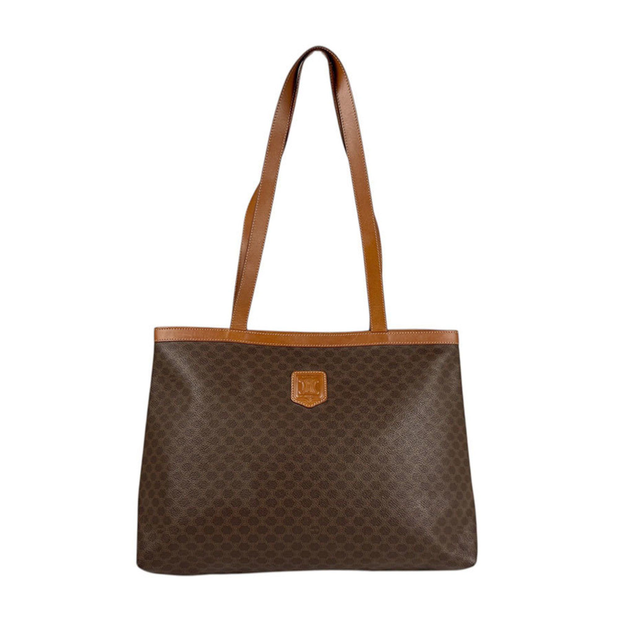 Celine Shoulder Bag Macadam Leather Brown Women's N1192