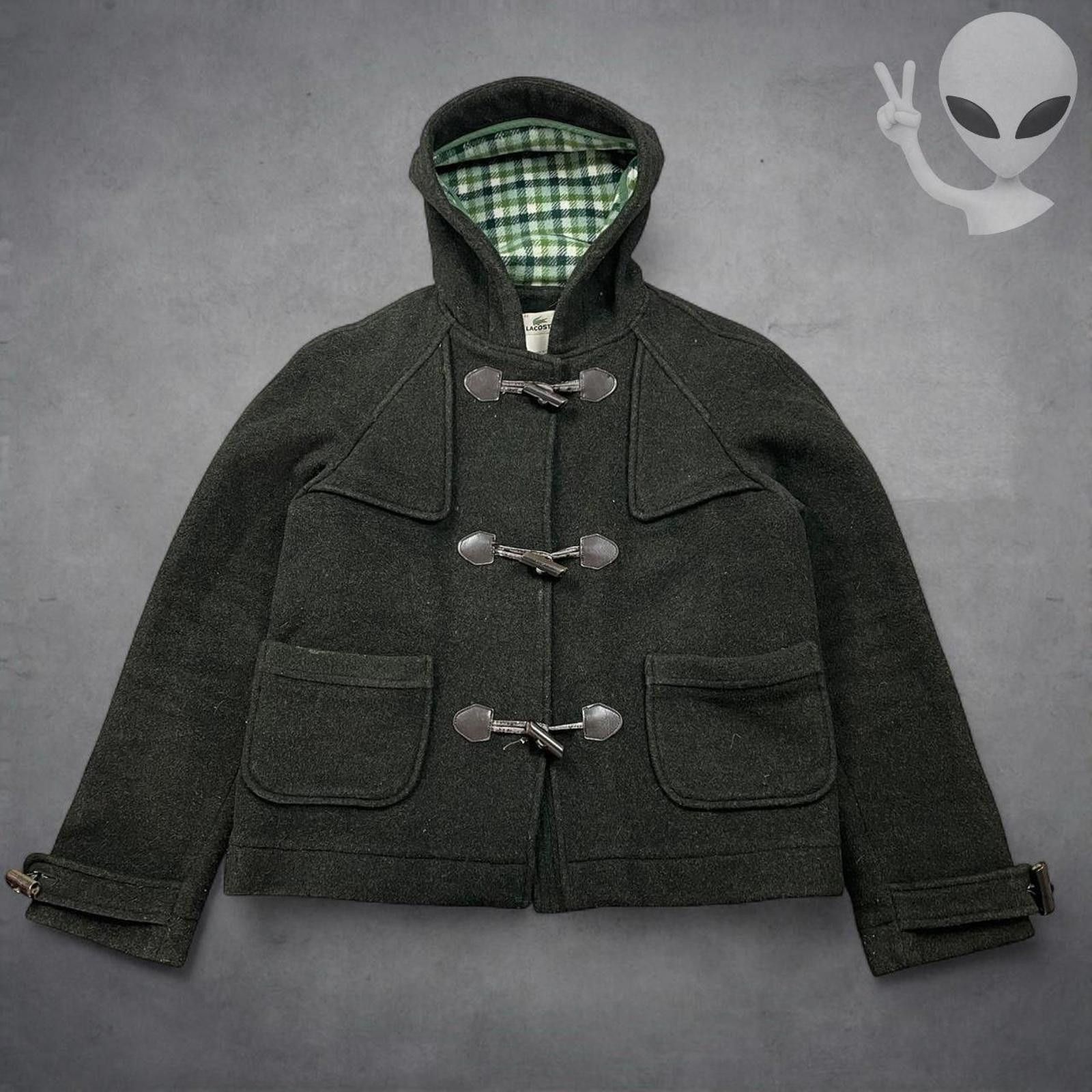 Lacoste Lacoste Wool Duffle Coat Medium Charcoal Grey Plaid Lined Size M / US 6-8 / IT 42-44 - 2 Thumbnail