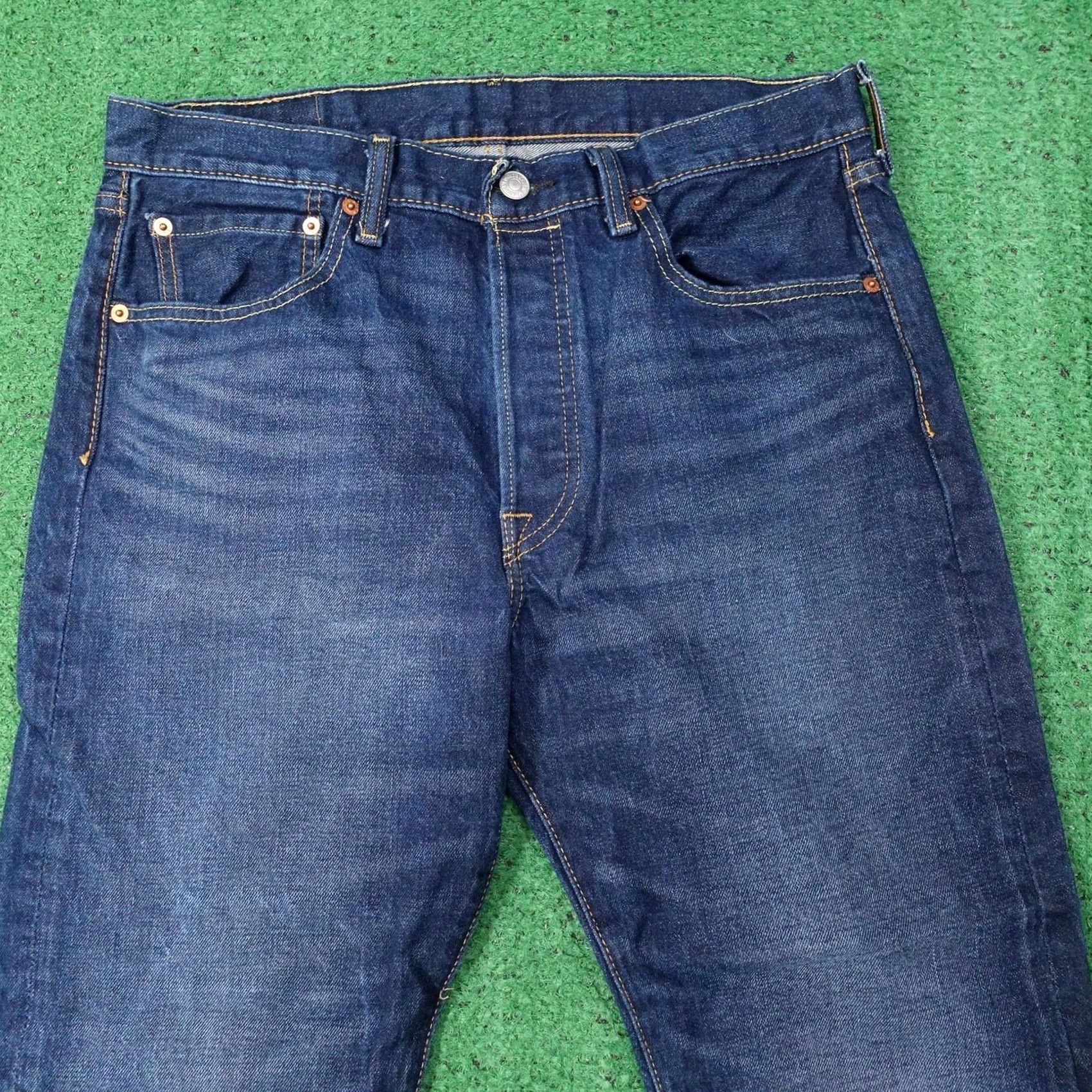 Levi's Levi's 501 Jeans Mens 33x28 Blue Denim Button Fly Straight Regular Size US 33 - 2 Thumbnail
