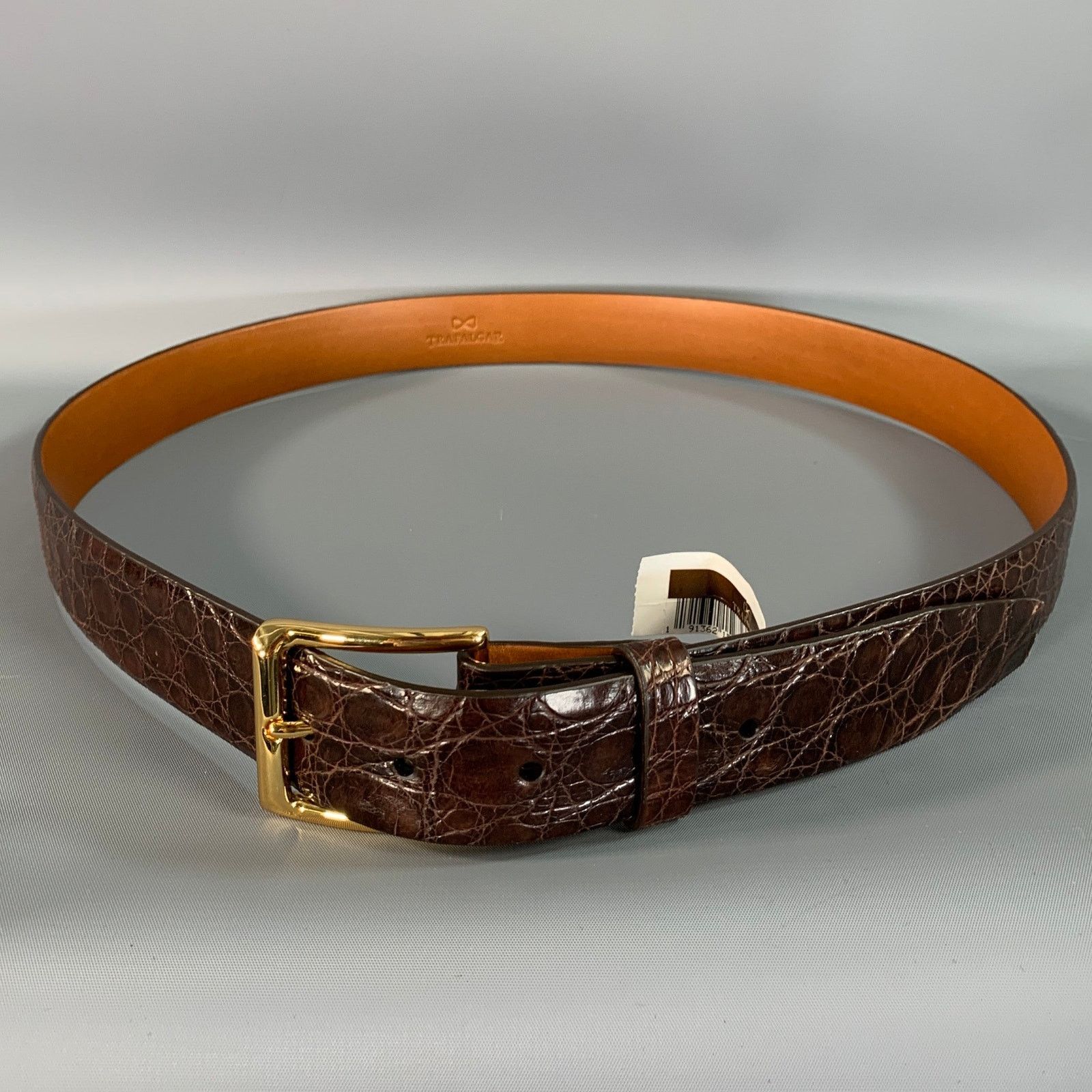 Trafalgar Size 42 Brown Croc Embossed Crocodile Belt, Men's — image 2 of 6