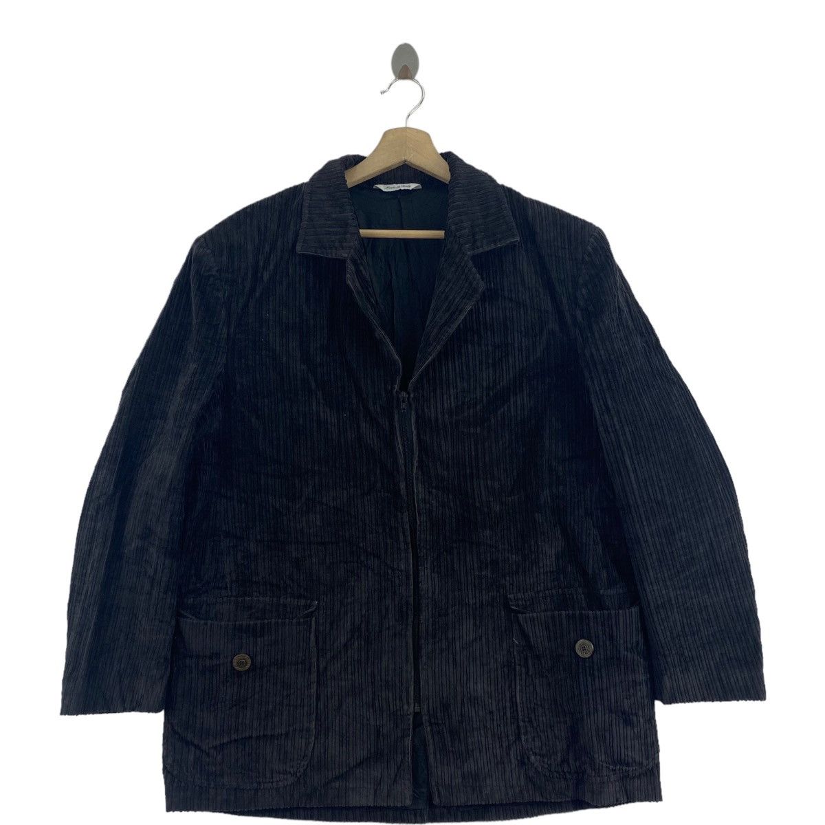 PORT ROYAL Italian Brand Black Velvet Corduroy Coat