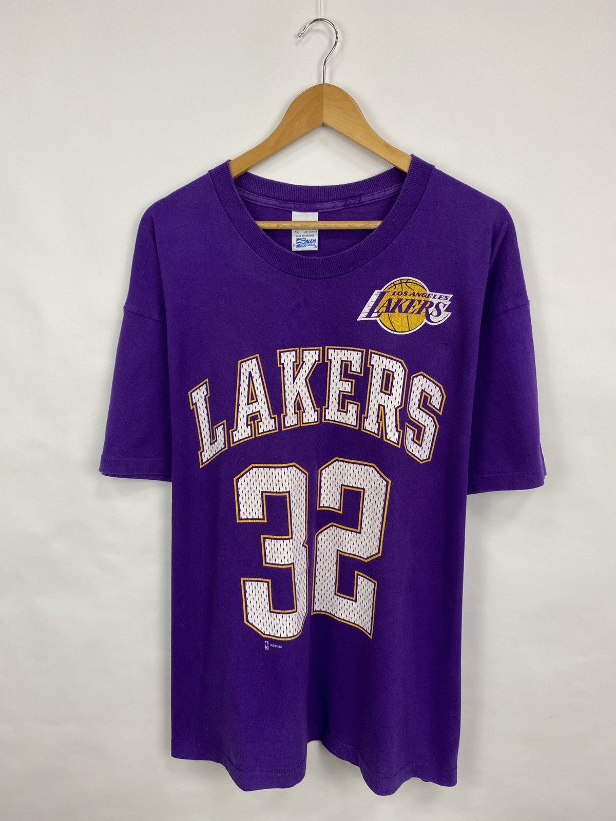 NBA × Salem Sportswear × Vintage 🇺🇸 Vintage 90s Magic Johnson Los Angeles Lakers T-Shirt Retro Size US XL / EU 56 / 4 - 3 Thumbnail