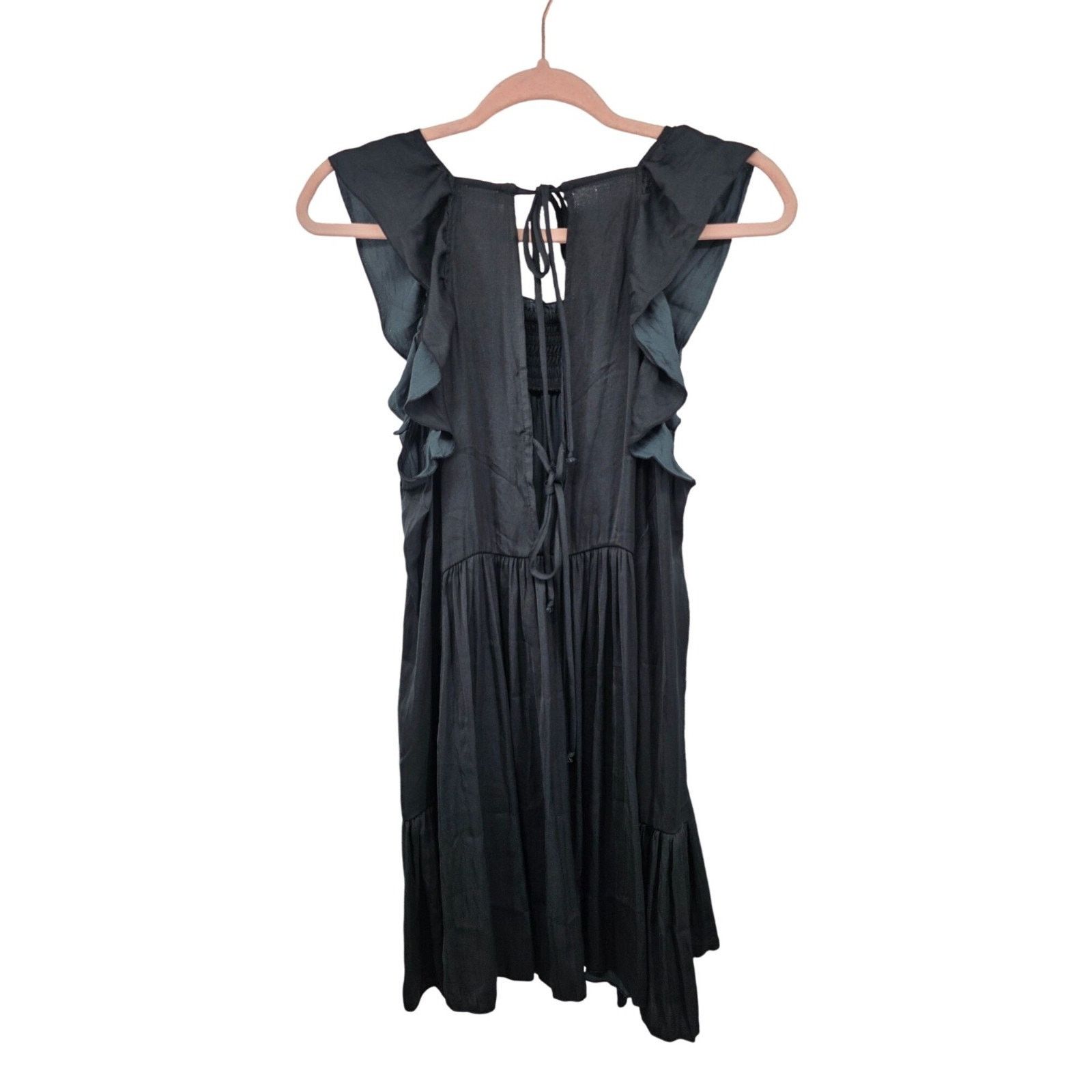 Free People Free People Black Smocked Tiered Babydoll Mini Dress S Size S / US 4 / IT 40 - 10 Thumbnail