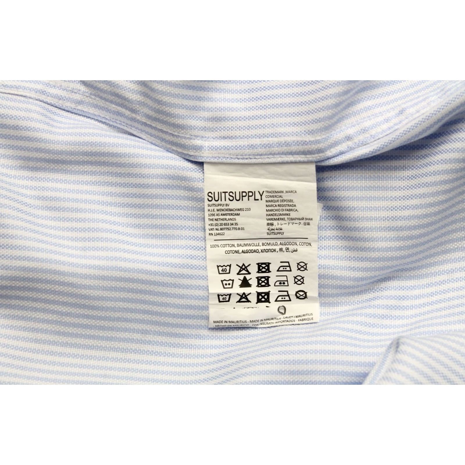Suitsupply Suitsupply Traveller Extra Slim Fit Formal Shirt Men 45 / 17 3/4 Pinstriped Blue Dress Shirt Button-Up Long Sleeve Mens Size 48R - 6 Thumbnail