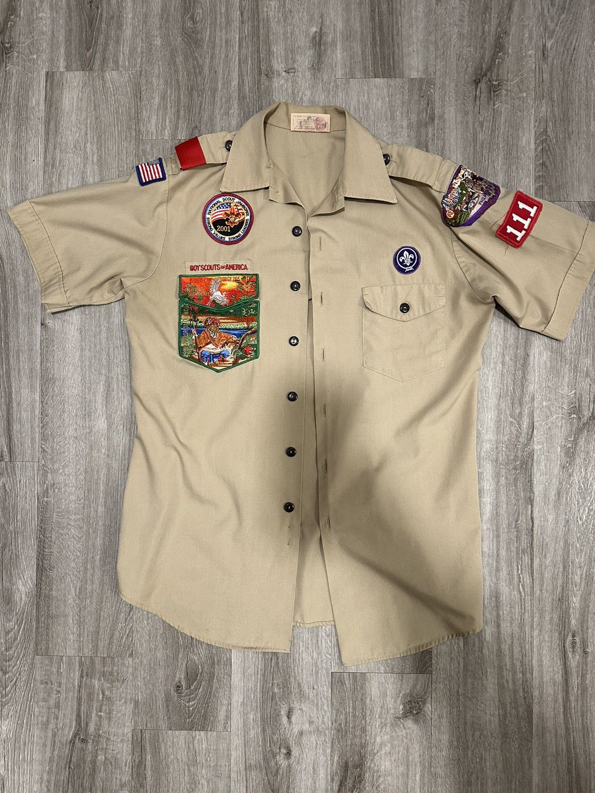 Image of Vintage Boy Scouts Button Up Shirt Size Large in Brown, Men's