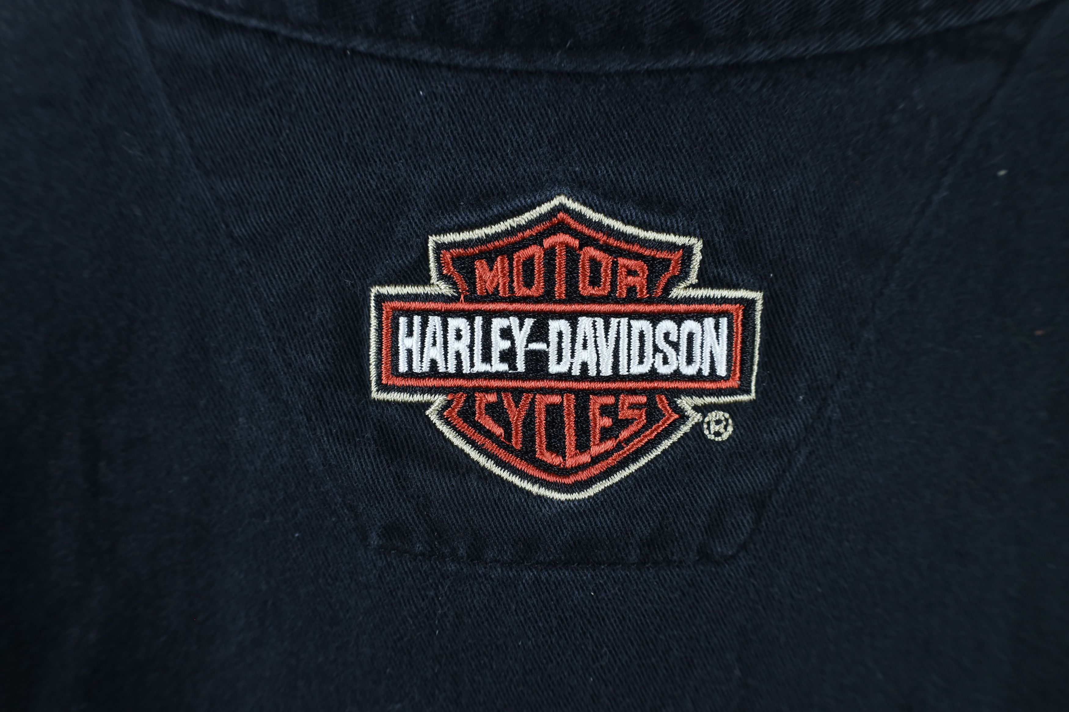 Harley Davidson × Vintage Vintage 90s Harley Davidson Spell Out Mechanic Button Shirt Size US L / EU 52-54 / 3 - 10 Thumbnail