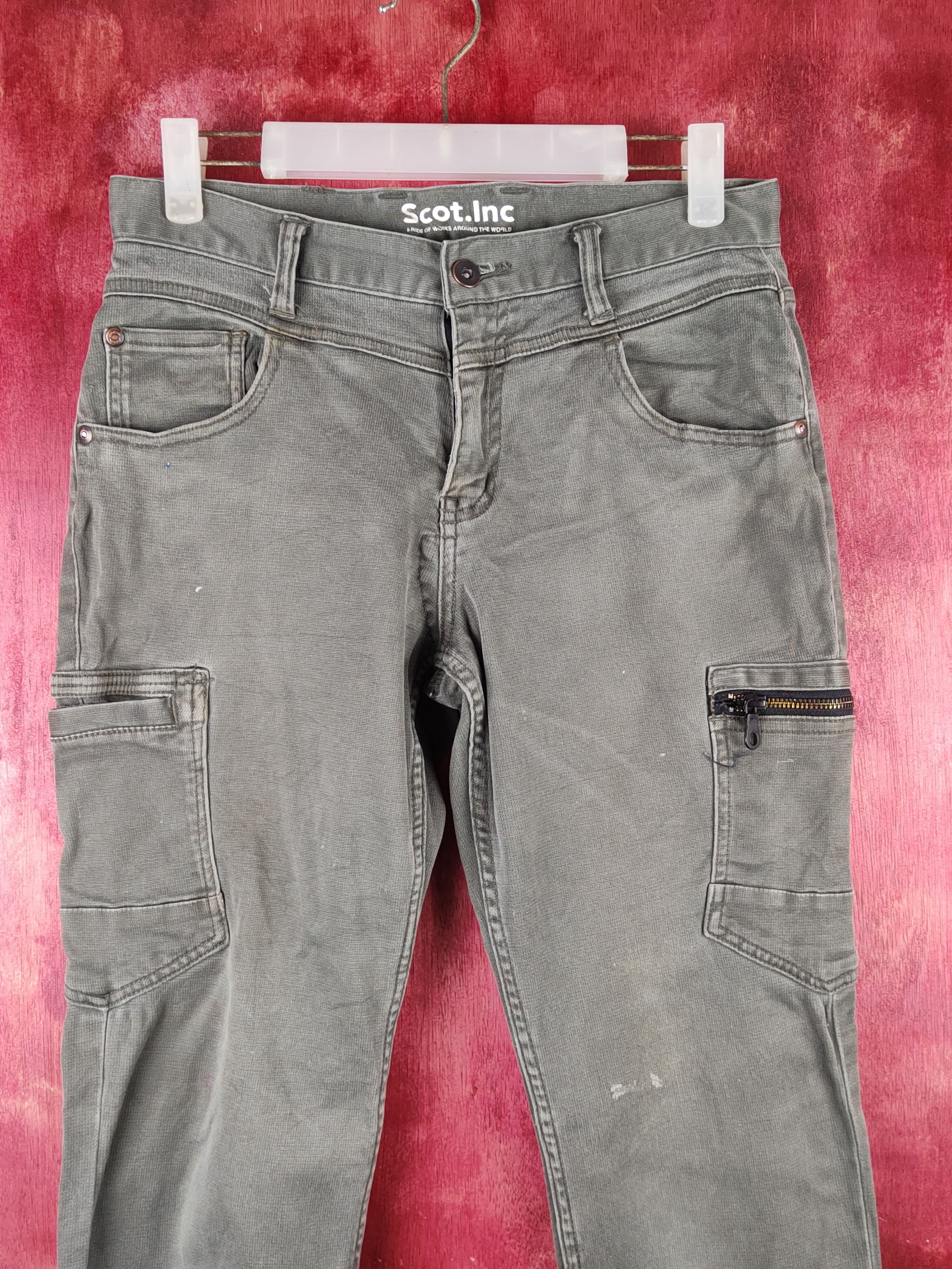 Japanese Brand Scot.Inc Olive Multipocket Tactical Denim Pants #S1469 Size US 30 / EU 46 - 2 Thumbnail