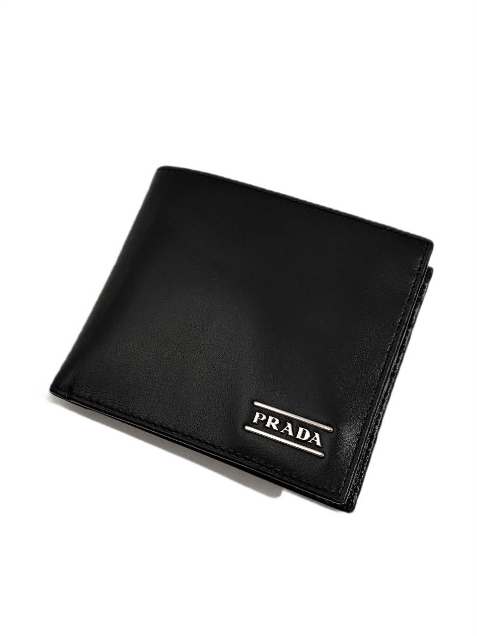 Prada Prada Milano Logo Saffiano Leather Black Bi Fold Wallet Size ONE SIZE - 1 Thumbnail