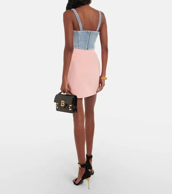 Balmain o1s1wg110725 Cropped Denim Bustier in Blue Size XL / US 12-14 / IT 48-50 - 3 Thumbnail