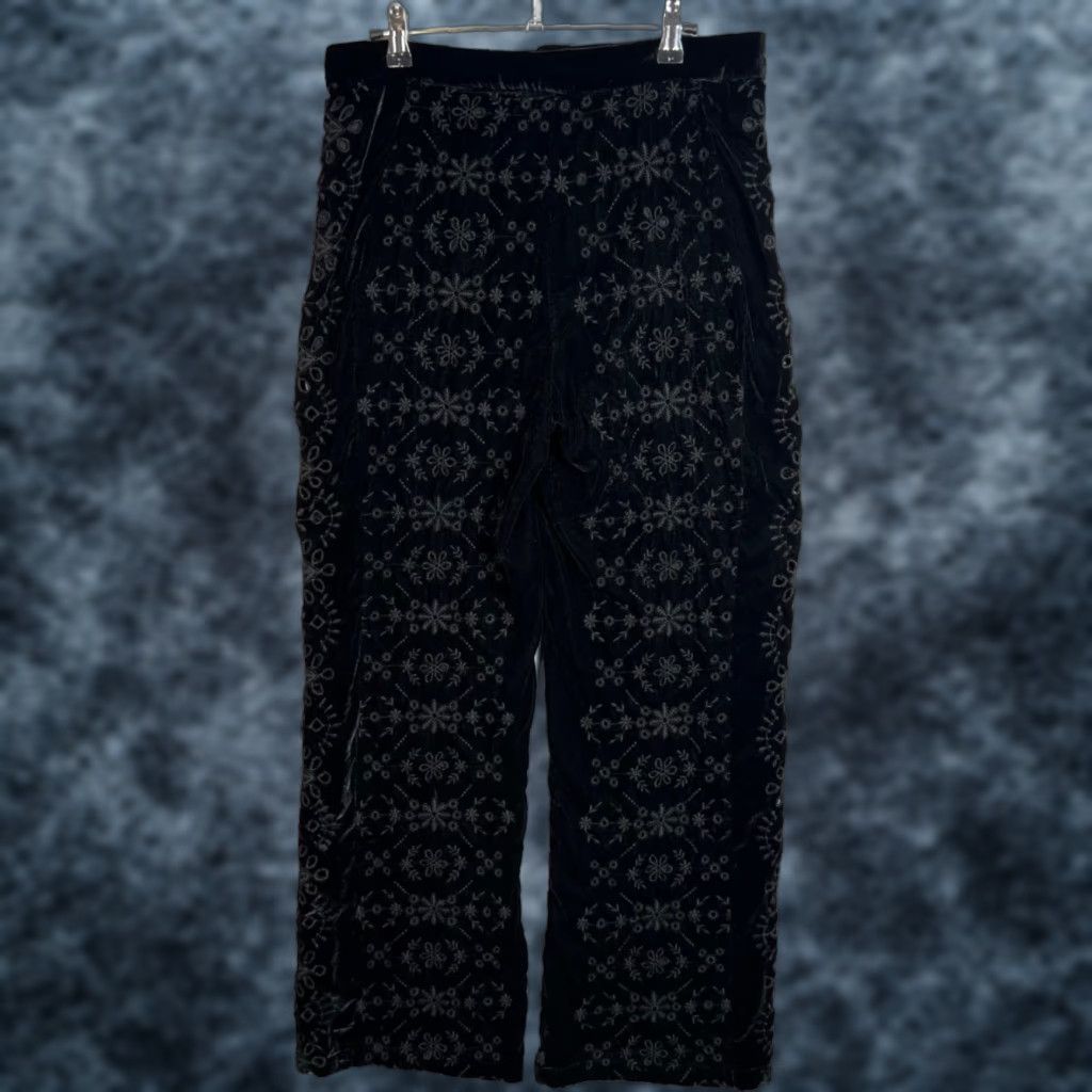 Zara Zara Womens Large Black Velvet Embroidered High-Rise Pants Dress Pants  Wide-Leg Vintage: No | Grailed