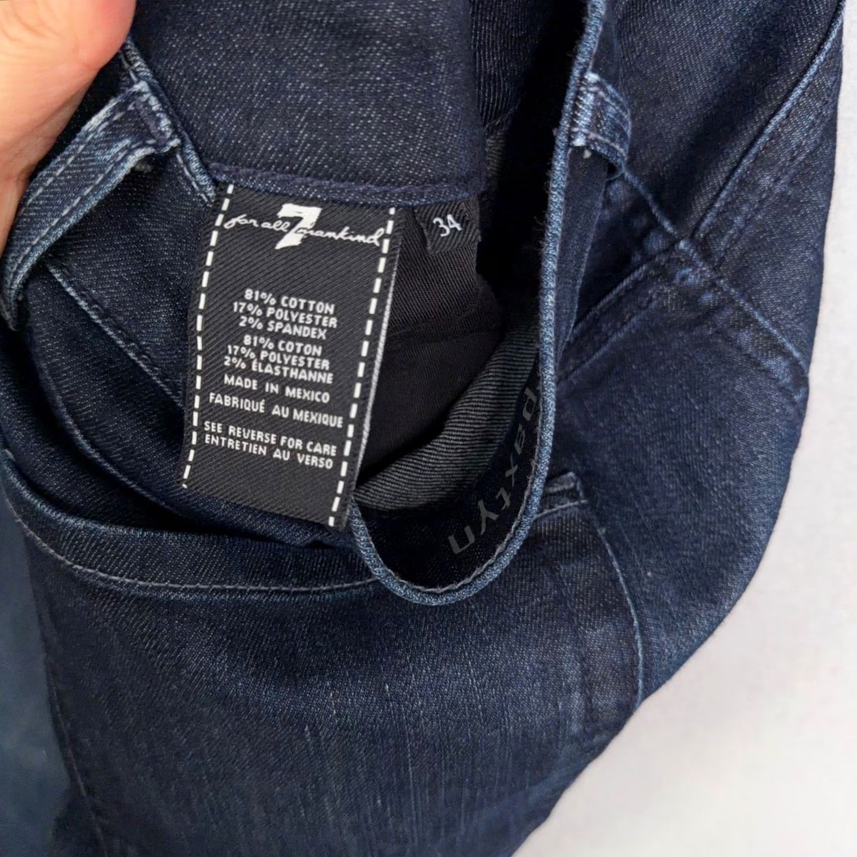 7 For All Mankind 7 For All Mankind Paxtyn Jeans Mens 34 Dark Blue Solid Skinny Stretch Denim Luxe Size US 34 / EU 50 - 4 Thumbnail
