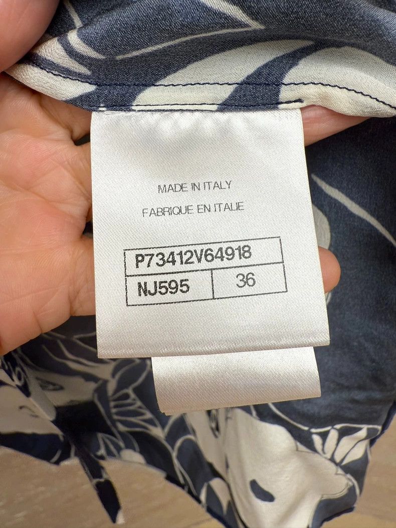 Chanel Chanel 22b blue camellia tie bow mulberry silk long-sleeve Size XS / US 0-2 / IT 36-38 - 5 Thumbnail