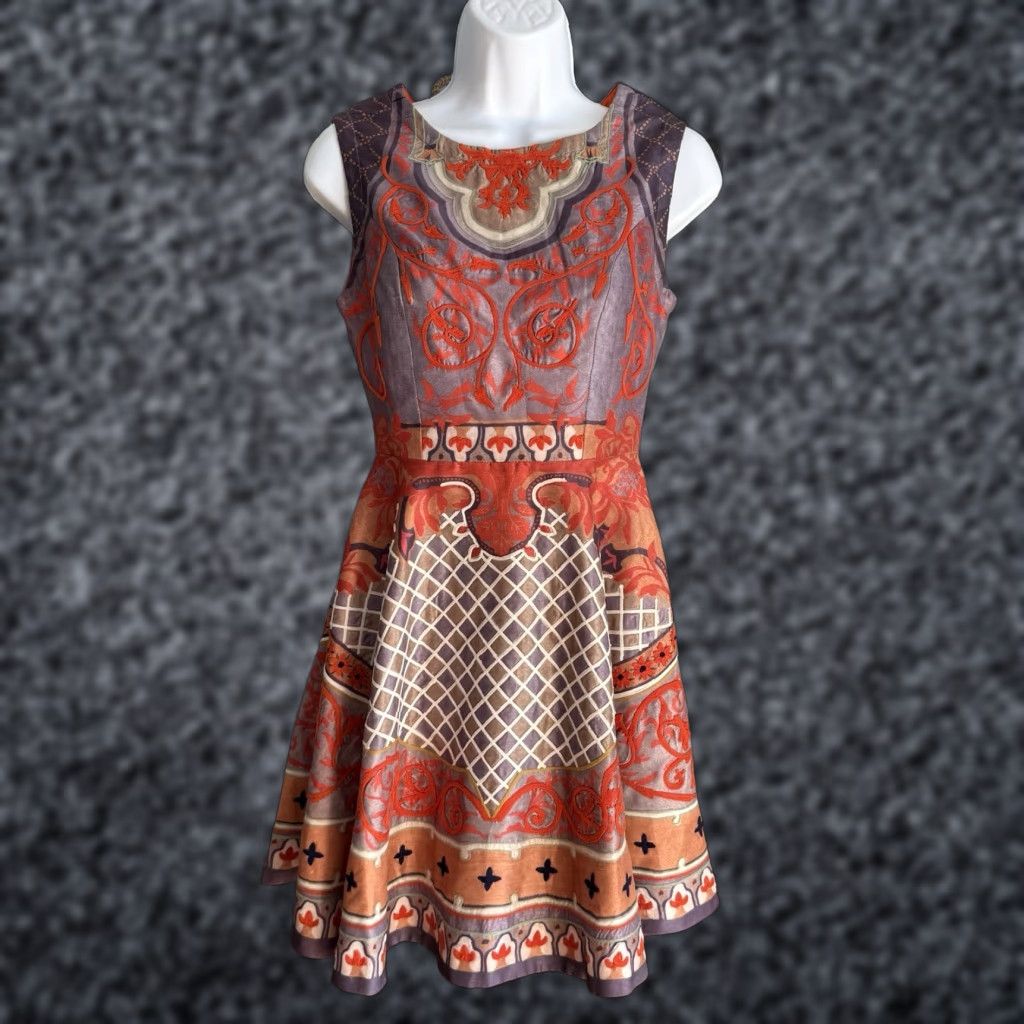 Anthropologie VINTAGE Anthropologie Pankaj & Nidhi Twilight Temple Dress Fit & Flare Sz 0 Size XS / US 0-2 / IT 36-38 - 1 Thumbnail