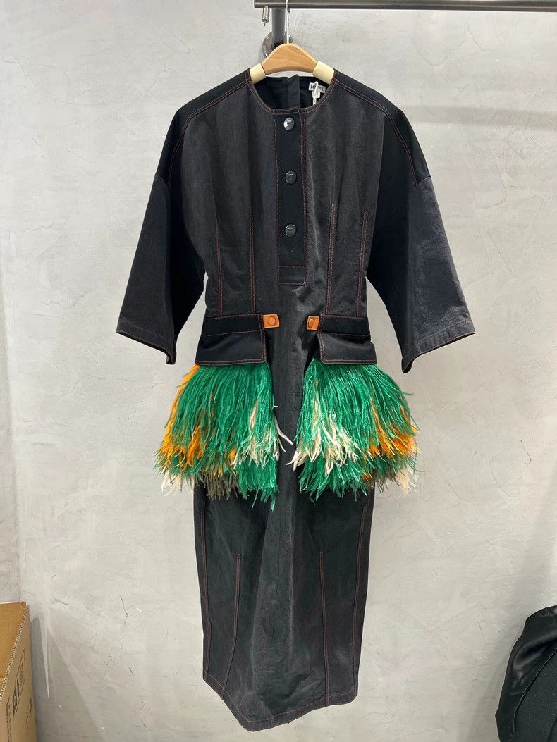 Loewe Loewe Runway Denim Dress with Feathers - dmc Size US 30 / EU 46 - 1 Thumbnail
