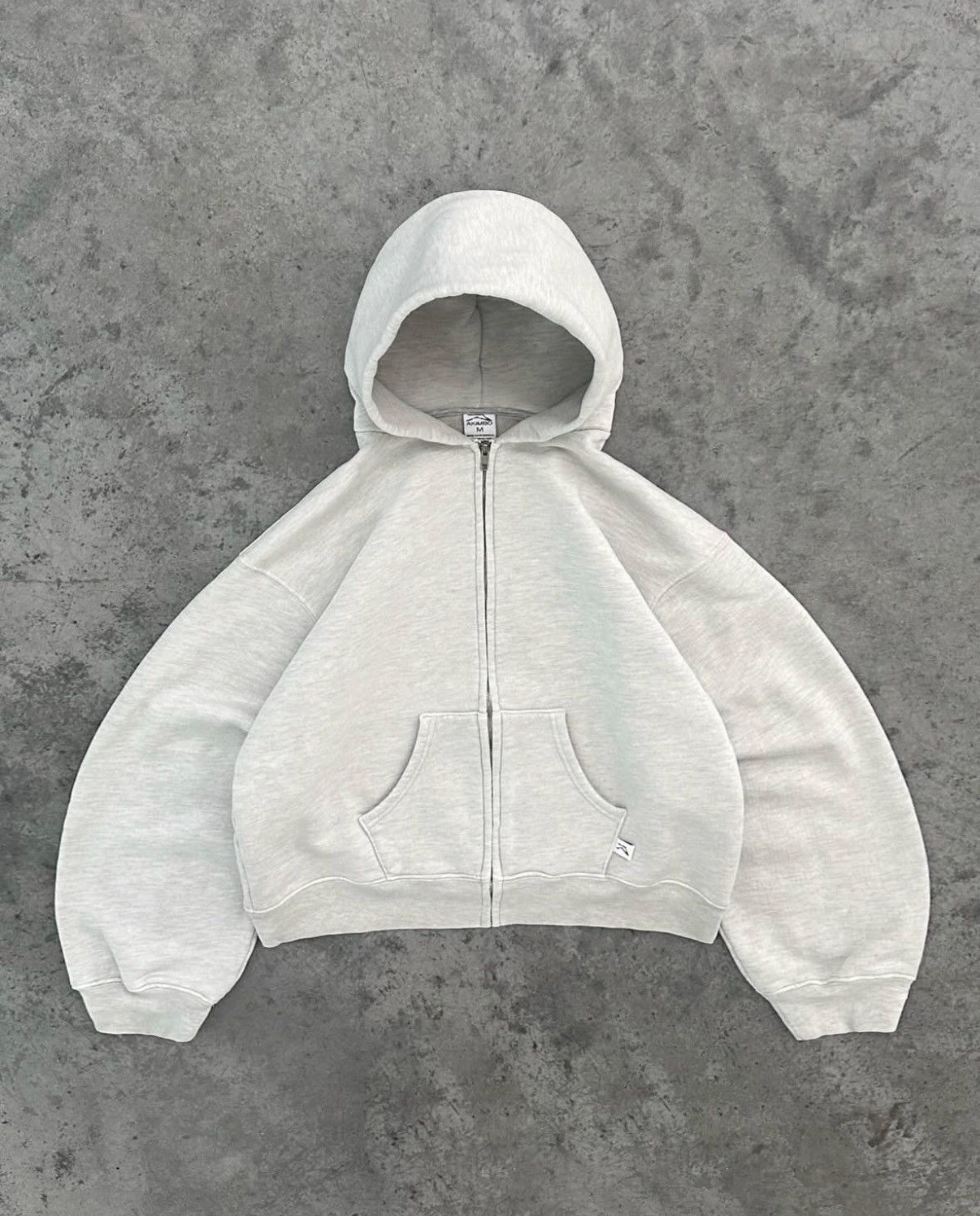 Akimbo Club AKIMBO ZIP-UP HOODIE - HEATHER GREY | Grailed