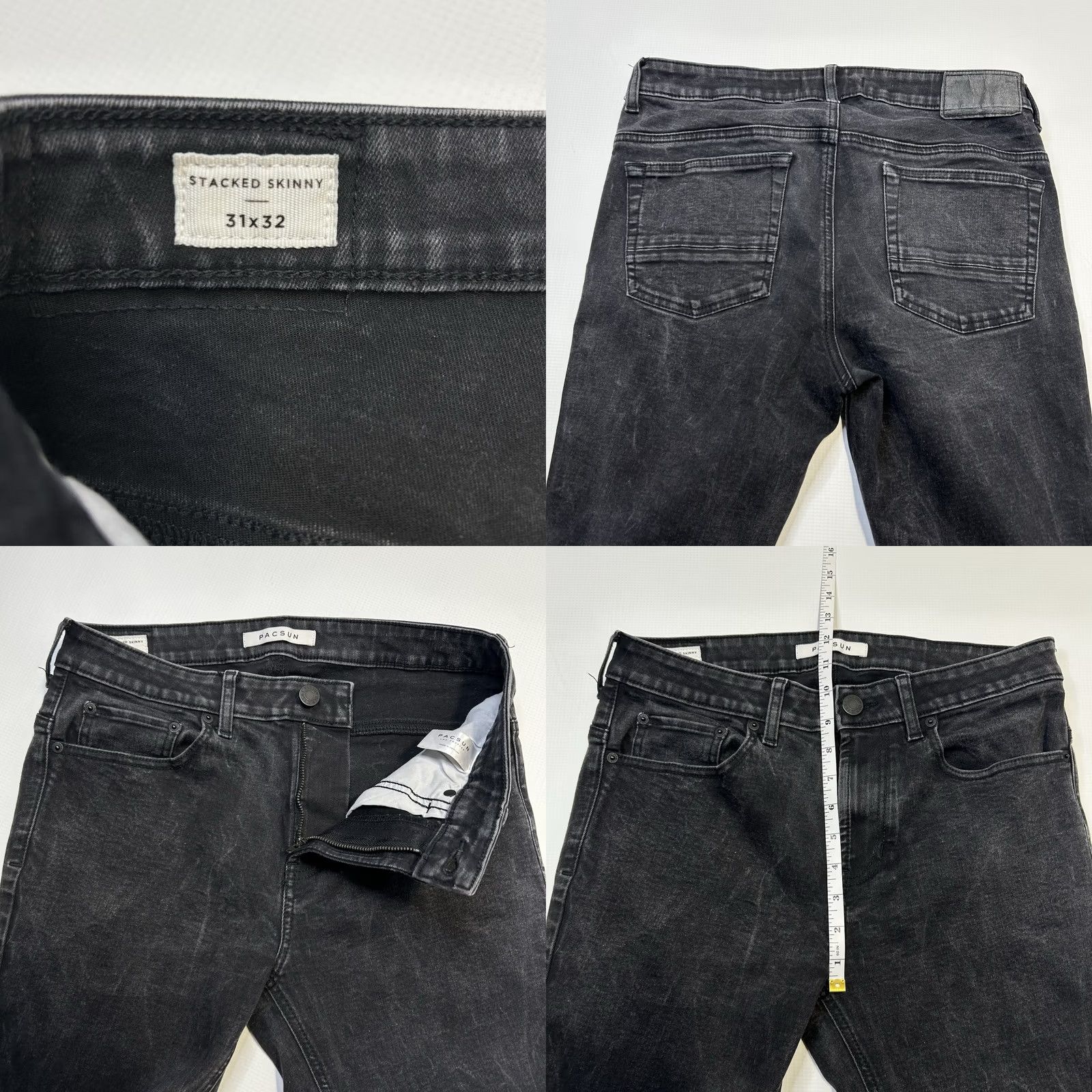 Pacsun Pacsun Stacked Skinny Jeans Mens 30x32 Black Denim Mid Rise Zip Jeans Regular Fit 5-Pocket Design Biker Grunge Hipster Vintage: No Mens Size US 30 / EU 46 - 8 Thumbnail