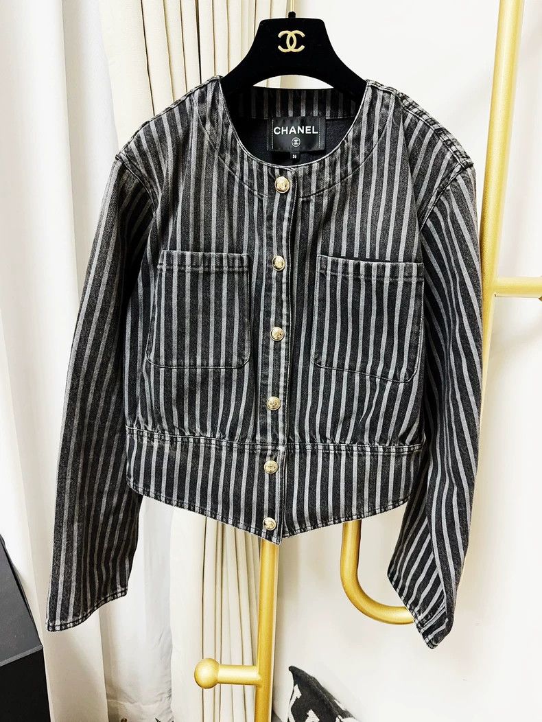 Chanel Chanel 20K Striped Denim Jacket - dmc Size US S / EU 44-46 / 1 - 1 Thumbnail