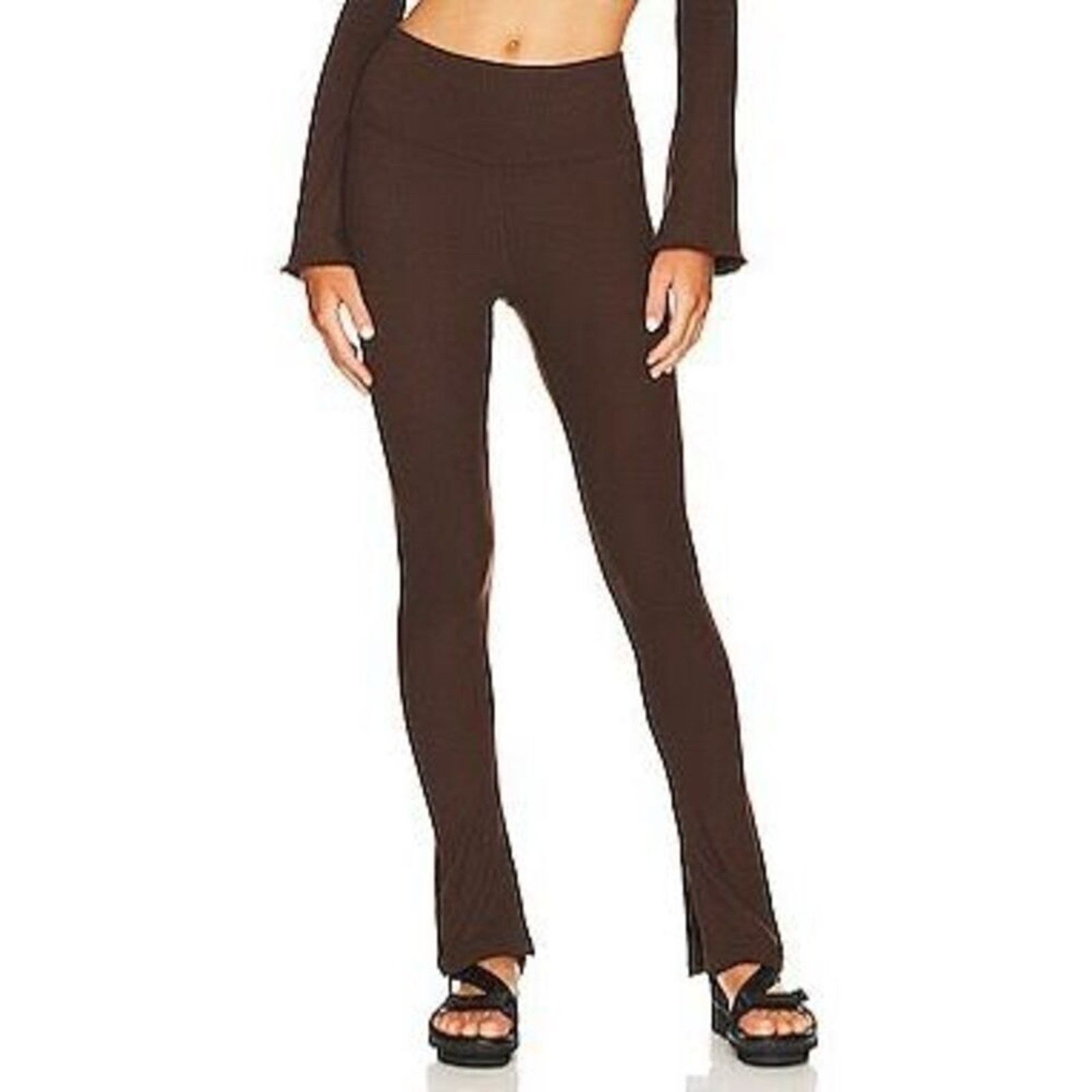 Other Year of Ours lounge flare pants in dark oak ribbed | Sz S Size 27" / US 4 / IT 40 - 2 Thumbnail