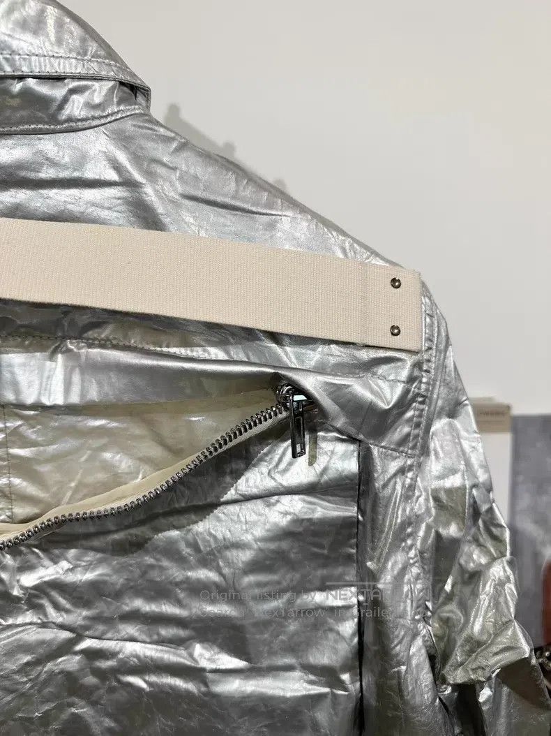 Rick Owens Rick Owens Metallic silver work jacket with large pockets Size US S / EU 44-46 / 1 - 3 Thumbnail