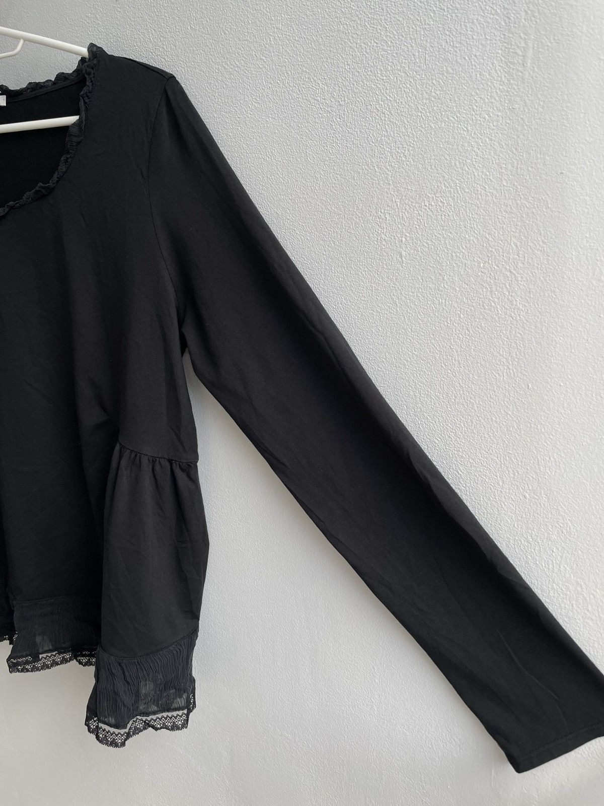 Miu Miu Miu Miu Silk & Cotton Blouse Top Black Pullover Long Sleeve Size XL / US 12-14 / IT 48-50 - 6 Thumbnail